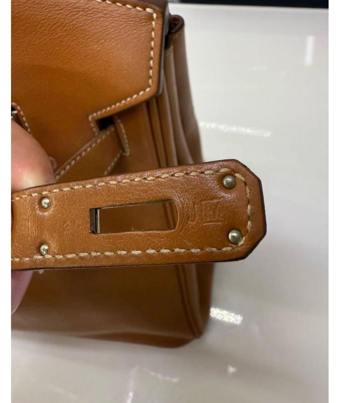 HERMES Коричневая кожаная сумка с короткими ручками, фото 6