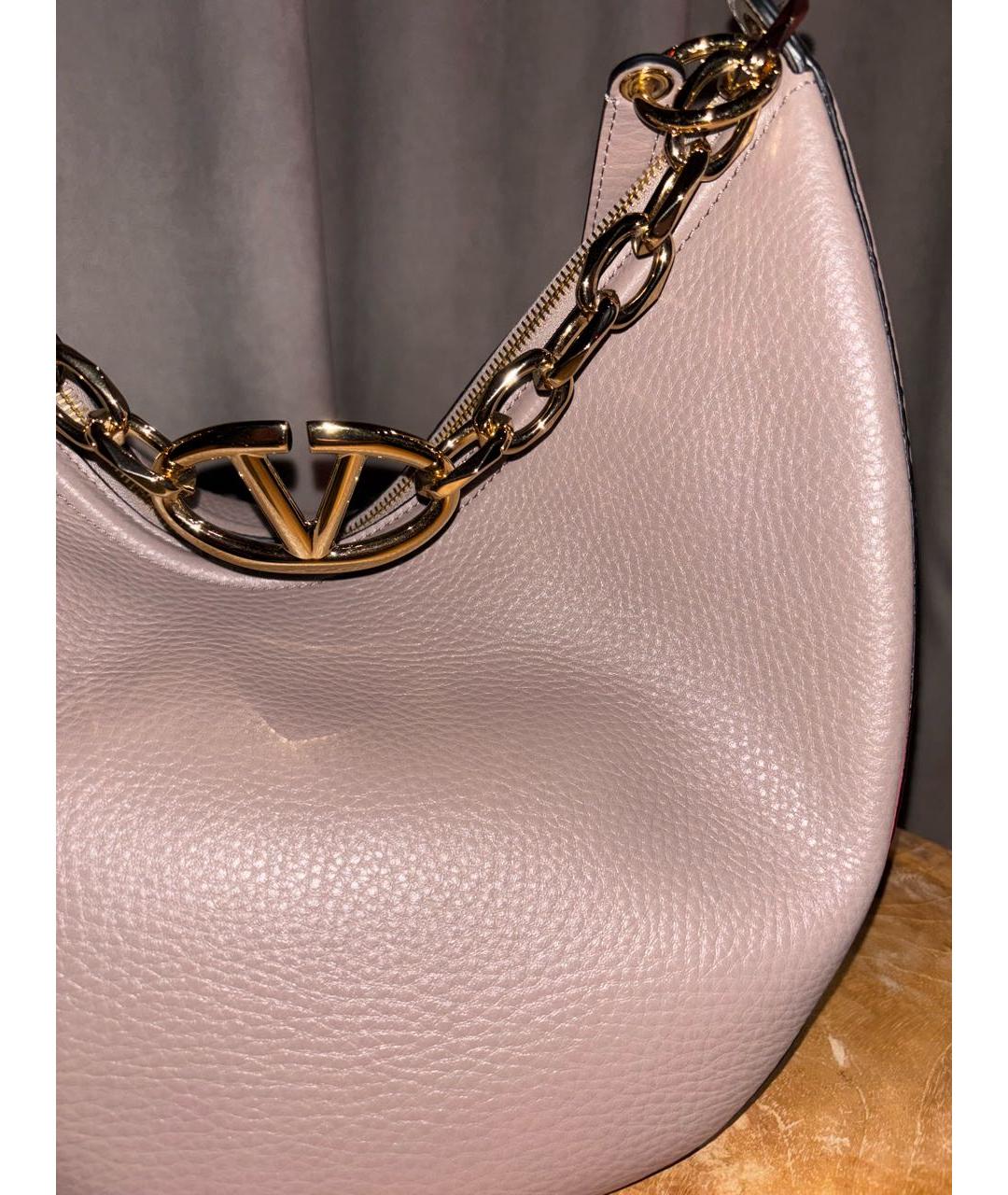 VALENTINO Розовая кожаная сумка через плечо, фото 6