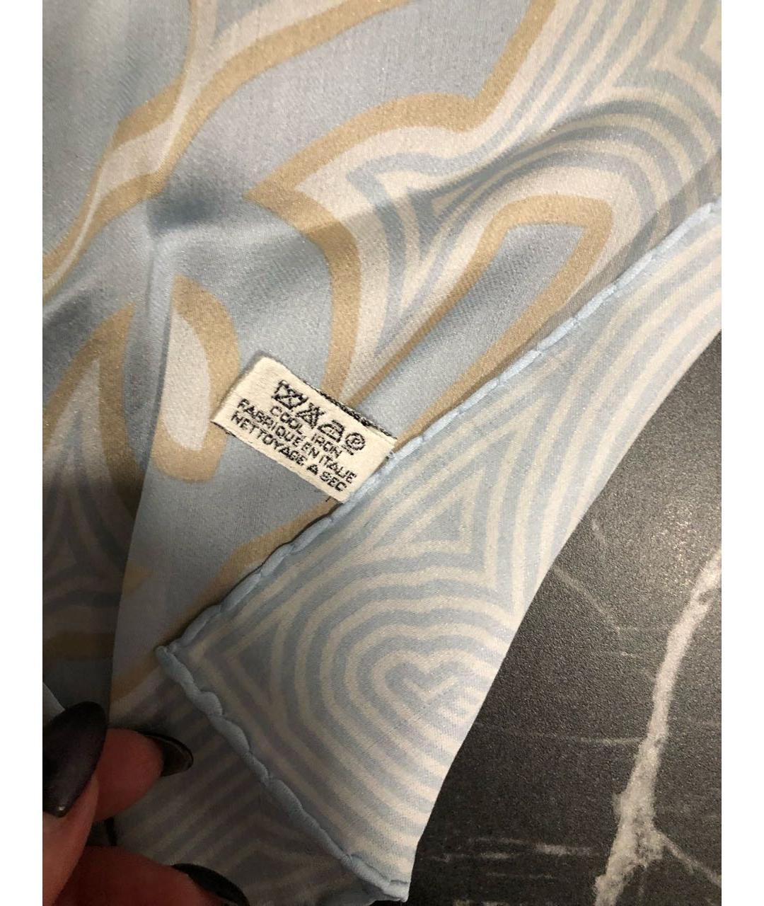 CHANEL Голубой шелковый платок, фото 3