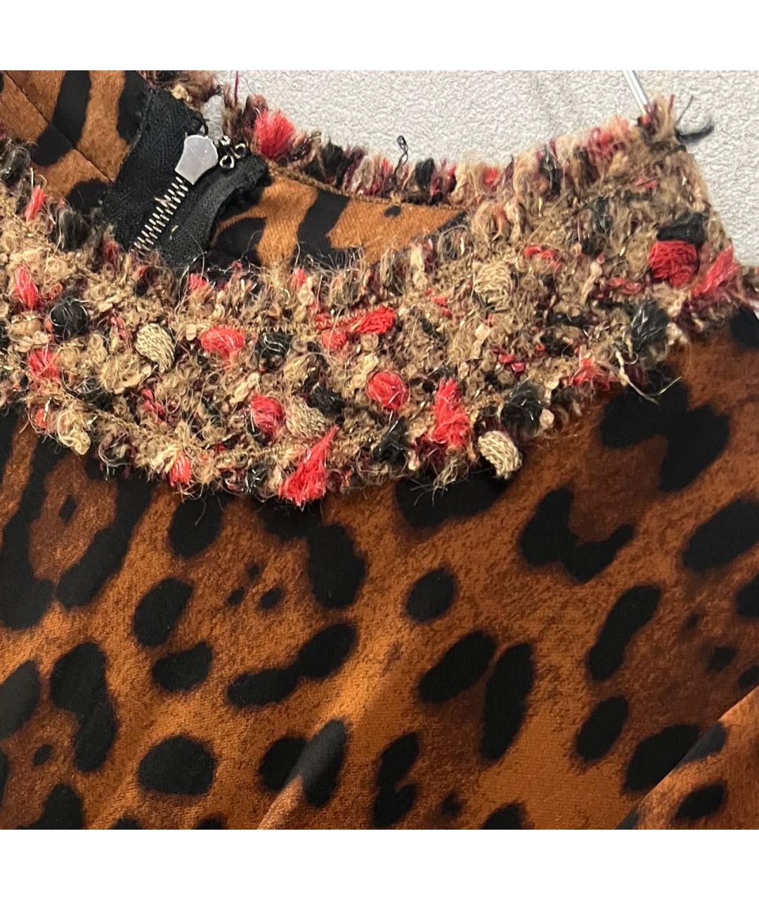 DOLCE&GABBANA Коричневое шелковое коктейльное платье, фото 4