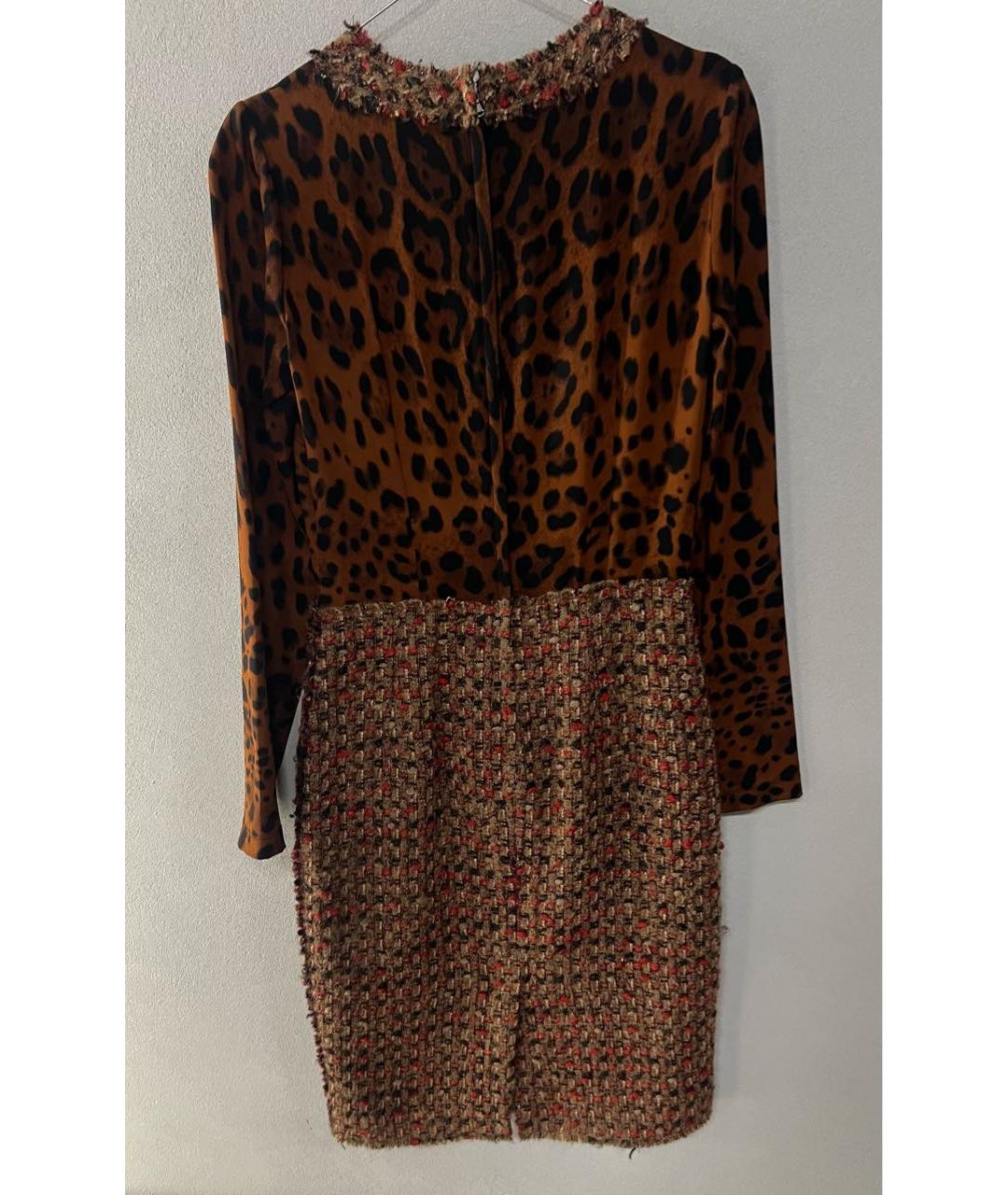DOLCE&GABBANA Коричневое шелковое коктейльное платье, фото 2