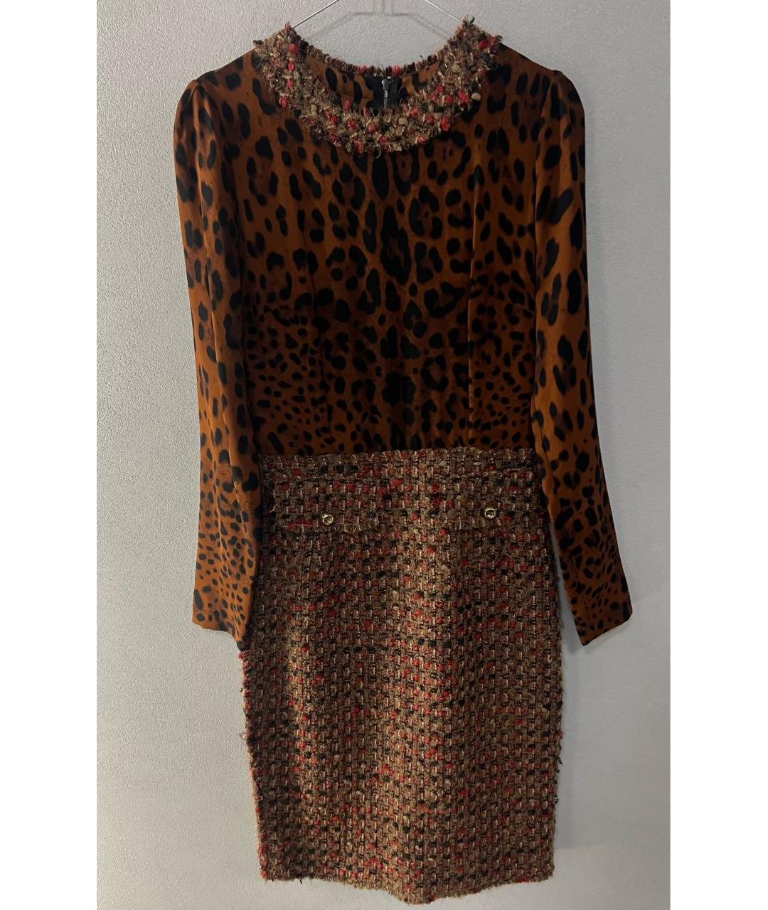 DOLCE&GABBANA Коричневое шелковое коктейльное платье, фото 5