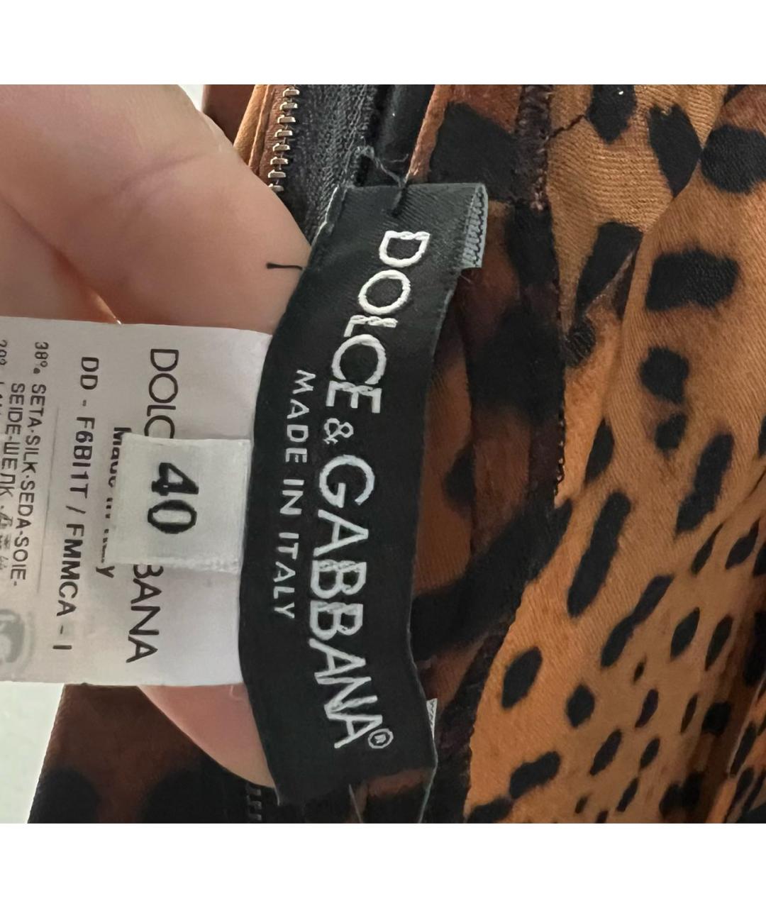DOLCE&GABBANA Коричневое шелковое коктейльное платье, фото 3
