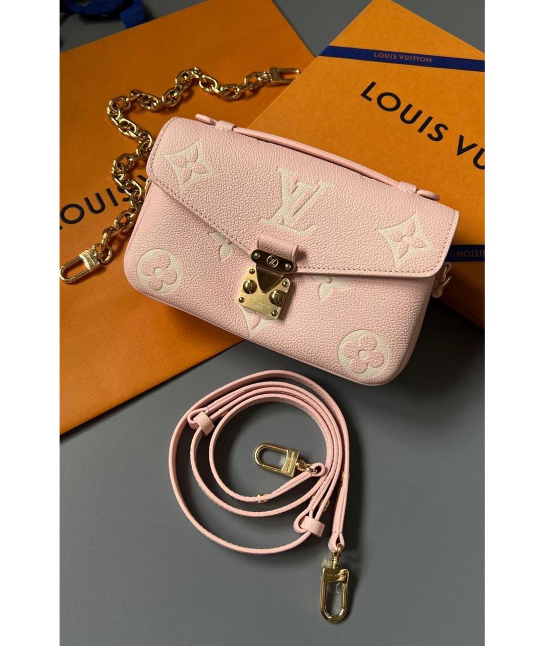 LOUIS VUITTON Розовая кожаная сумка через плечо, фото 3