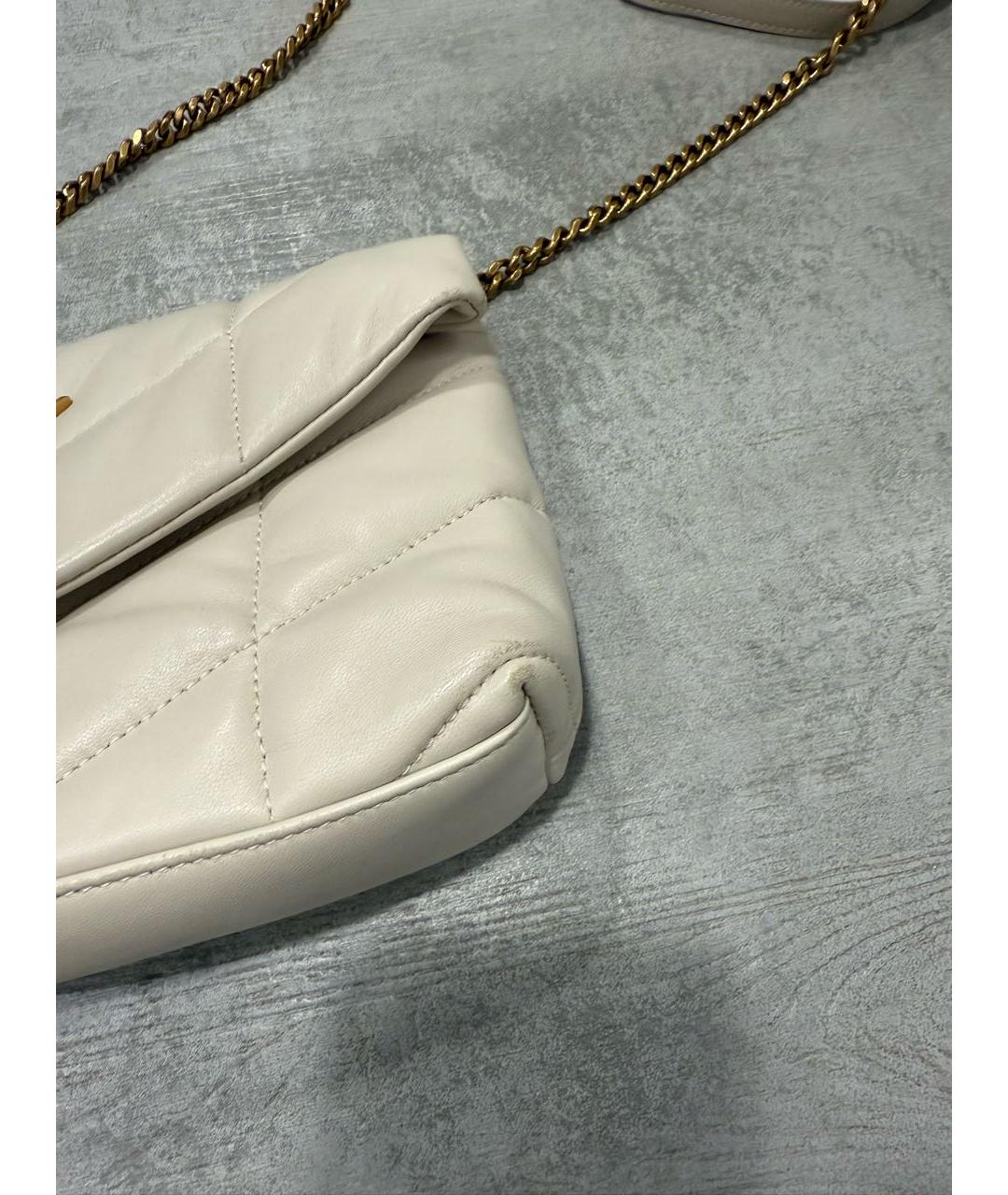 SAINT LAURENT Бежевая кожаная сумка через плечо, фото 3