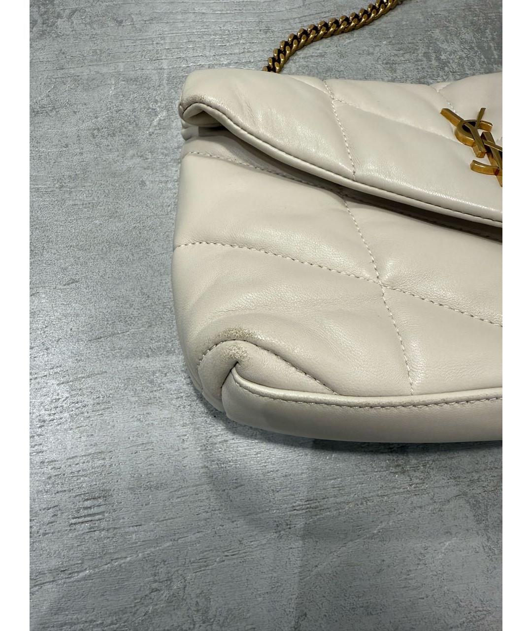 SAINT LAURENT Бежевая кожаная сумка через плечо, фото 2