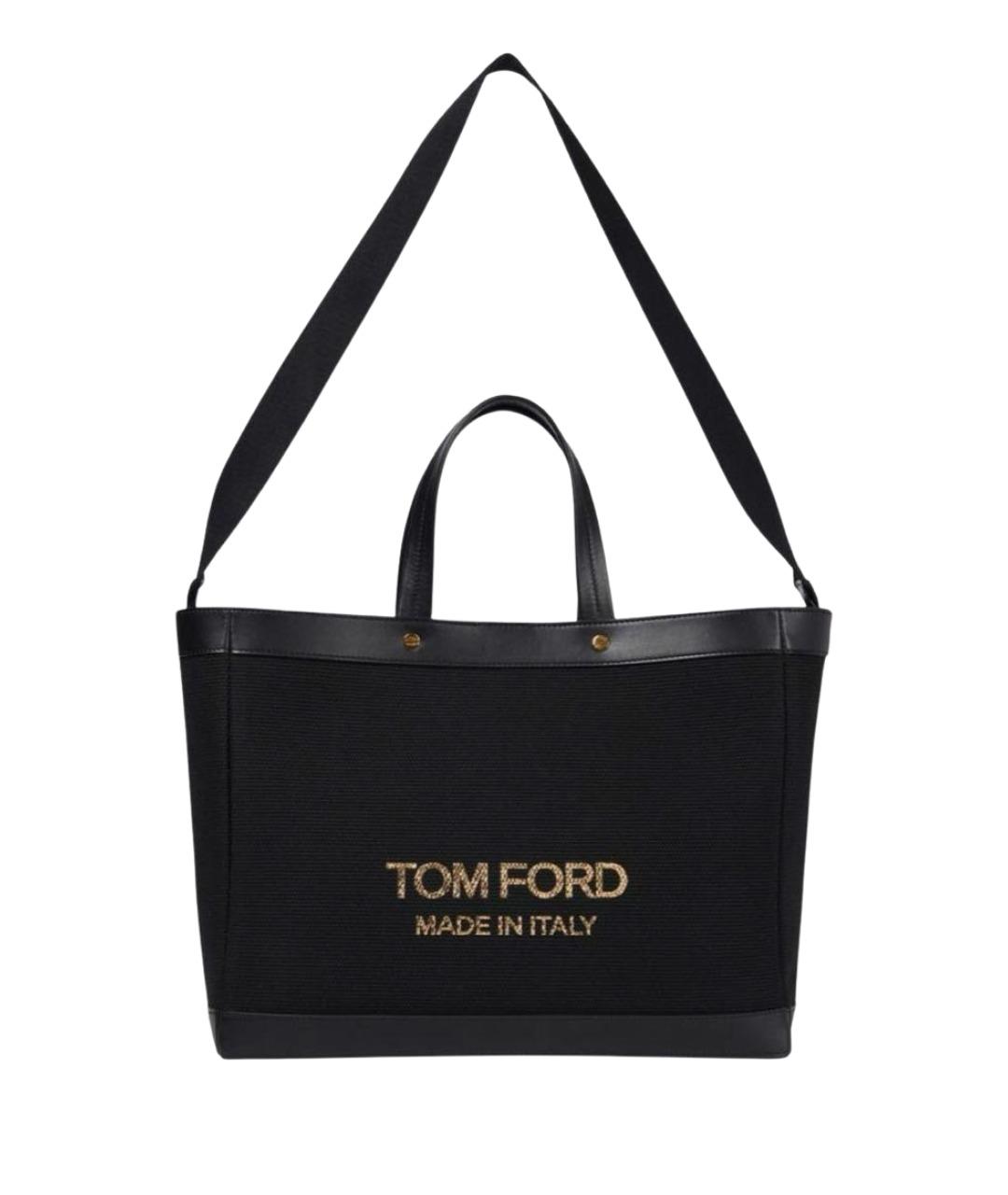 TOM FORD Черная кожаная сумка тоут, фото 1