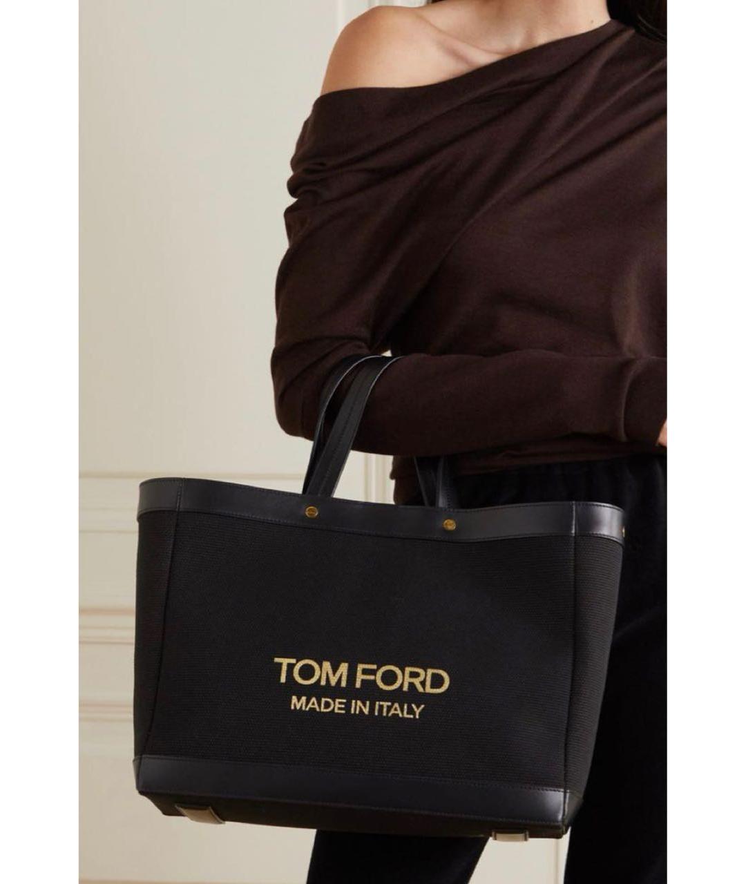 TOM FORD Черная кожаная сумка тоут, фото 2