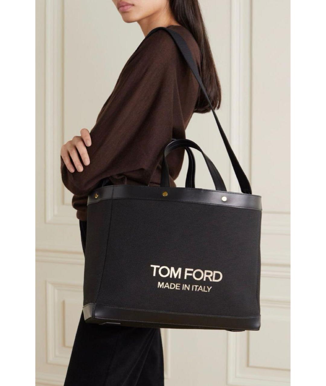 TOM FORD Черная кожаная сумка тоут, фото 3