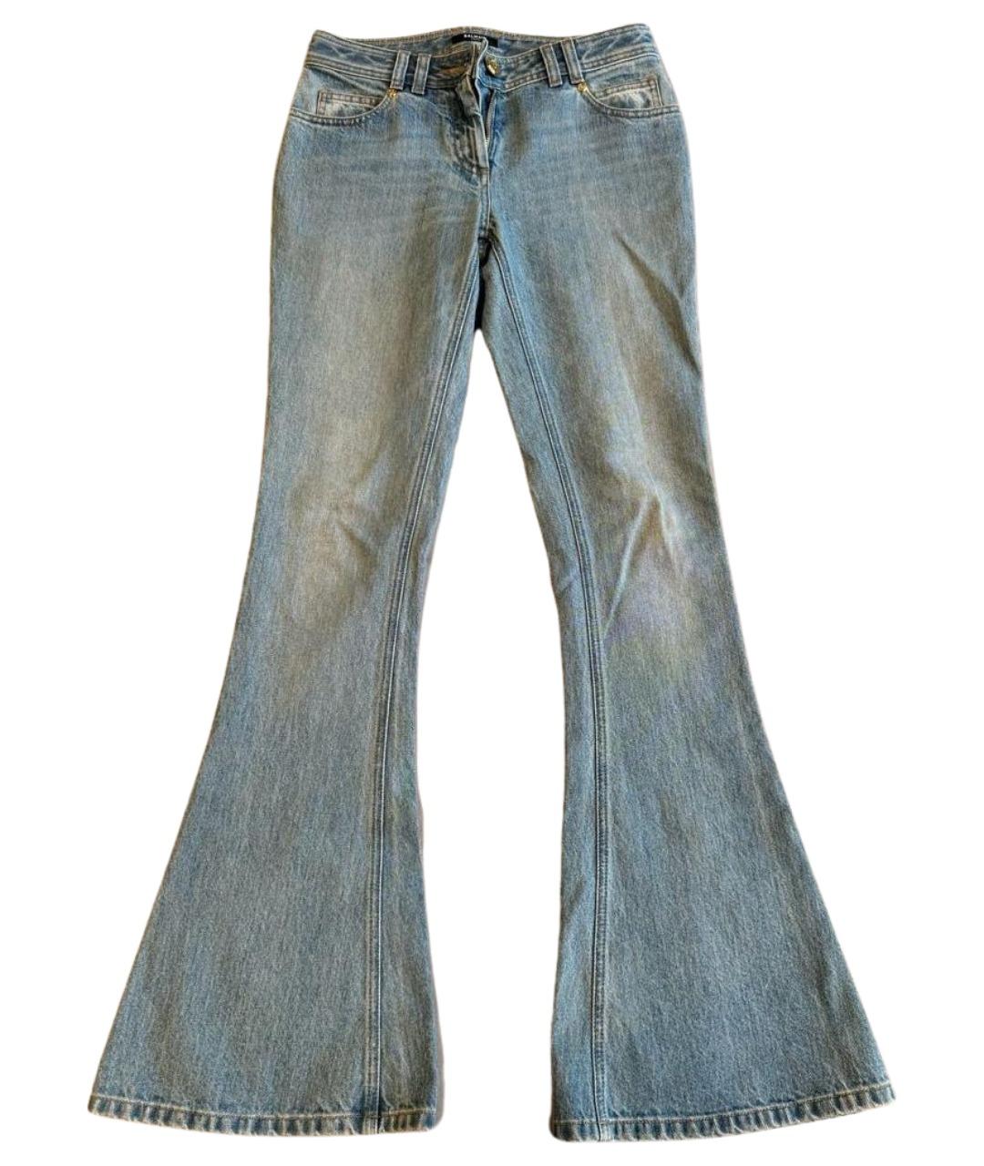 BALMAIN Голубые хлопковые джинсы клеш, фото 1