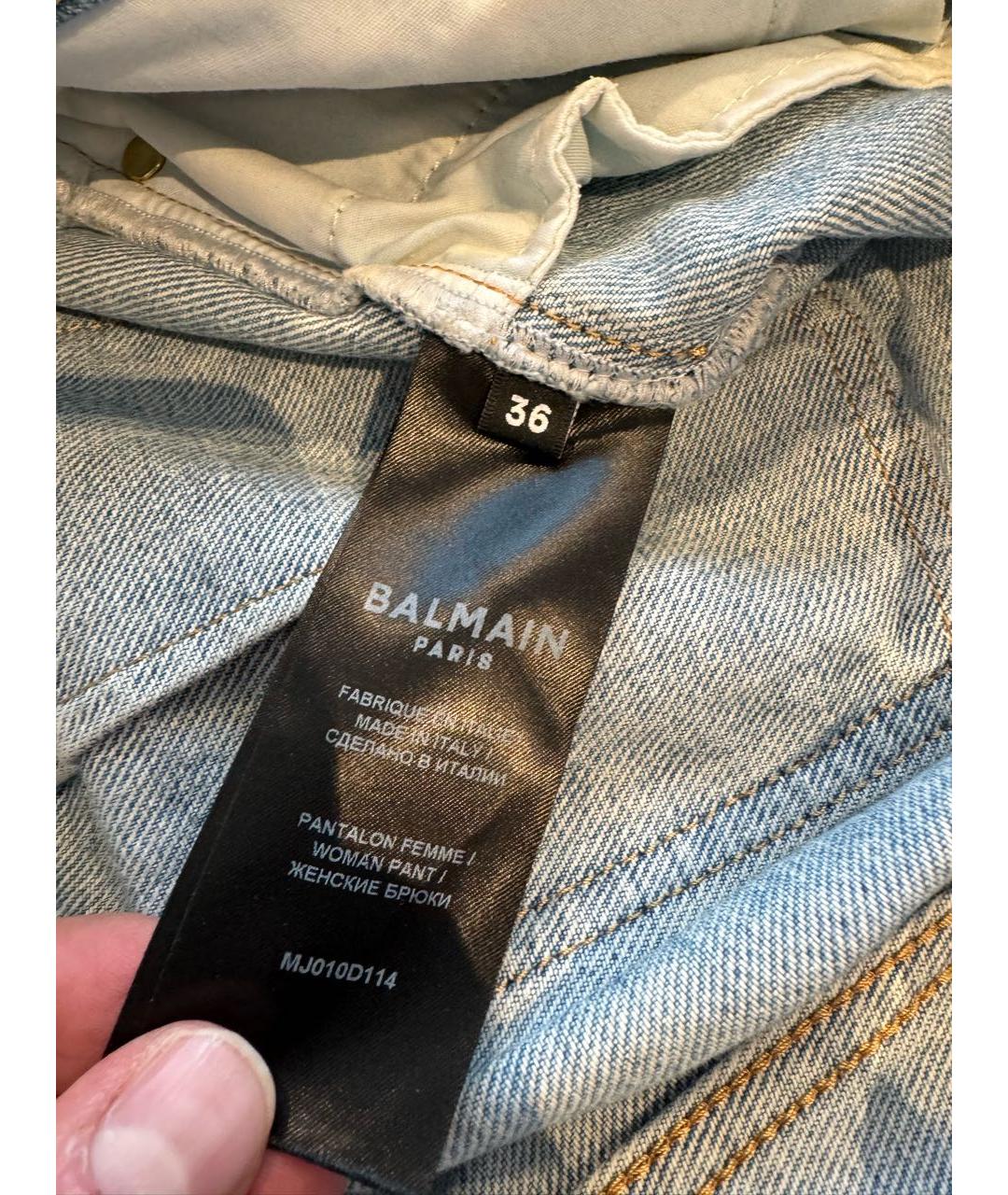 BALMAIN Голубые хлопковые джинсы клеш, фото 3