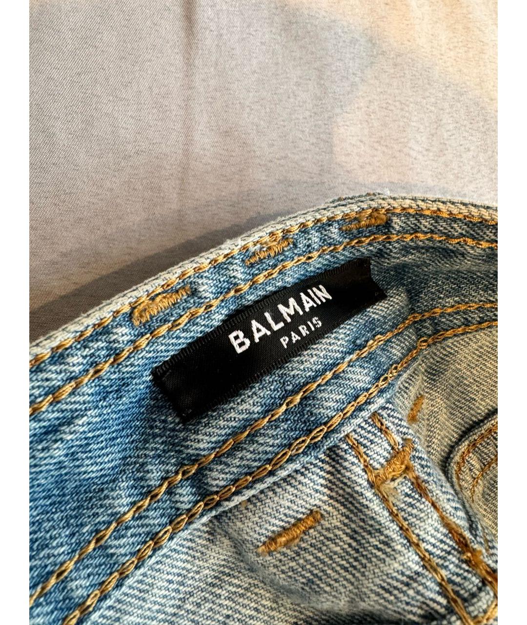 BALMAIN Голубые хлопковые джинсы клеш, фото 2