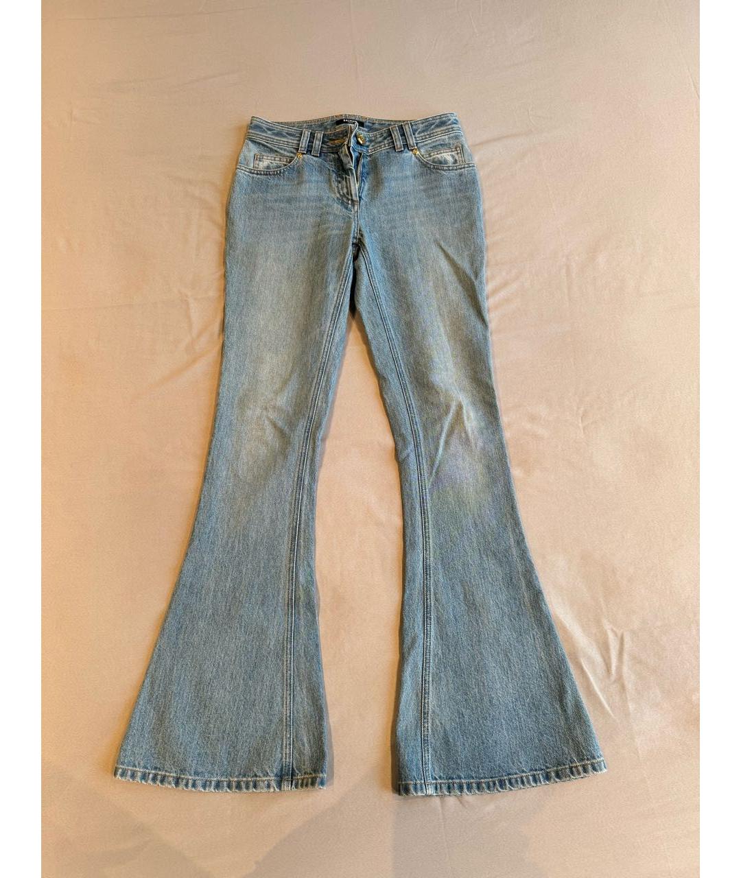 BALMAIN Голубые хлопковые джинсы клеш, фото 4