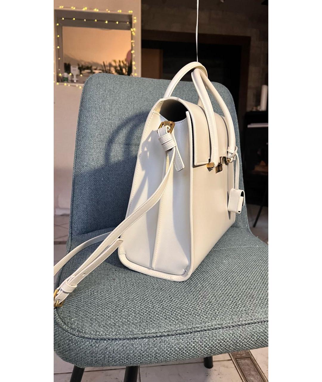 SAINT LAURENT Белая кожаная сумка тоут, фото 2