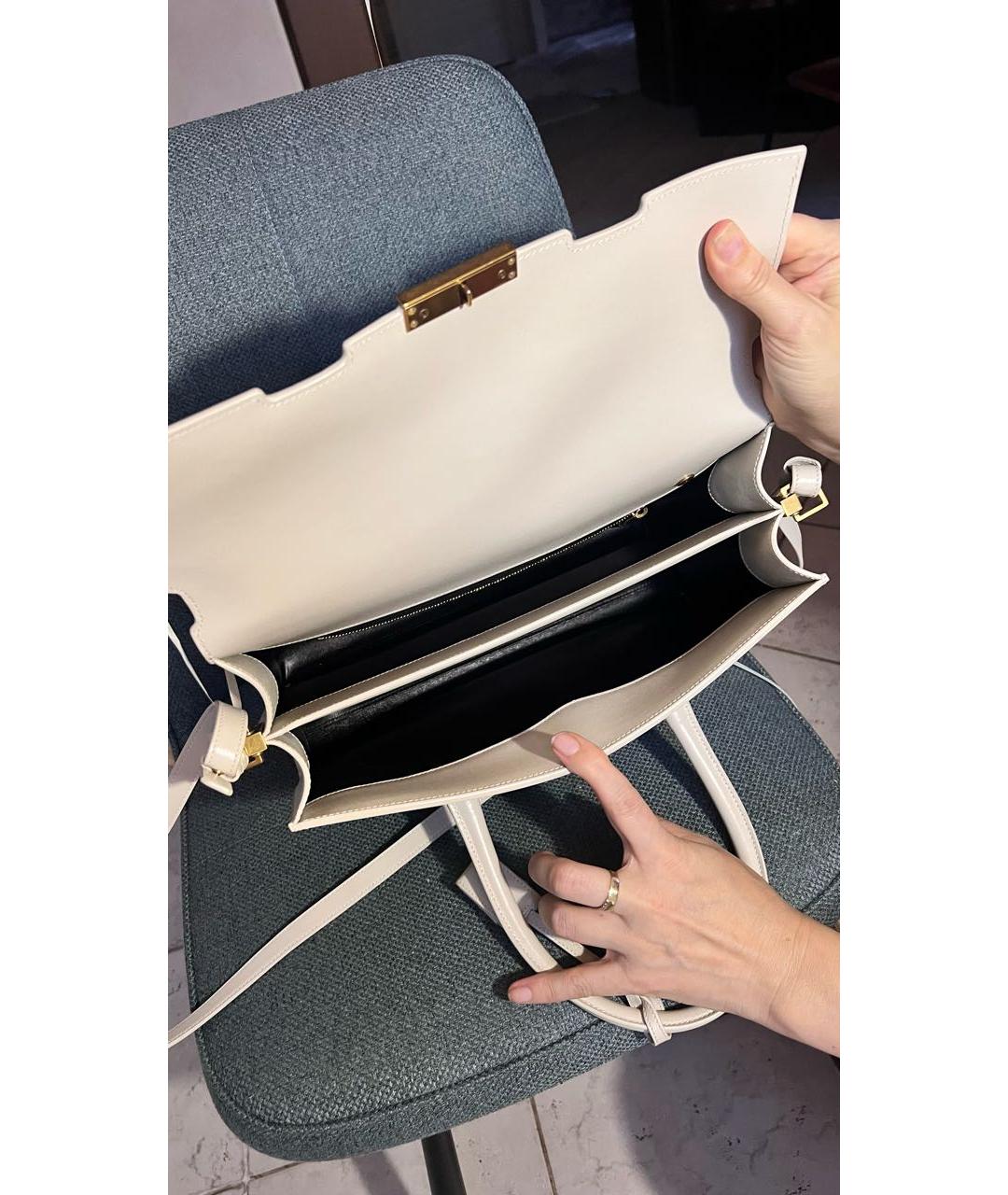 SAINT LAURENT Белая кожаная сумка тоут, фото 4