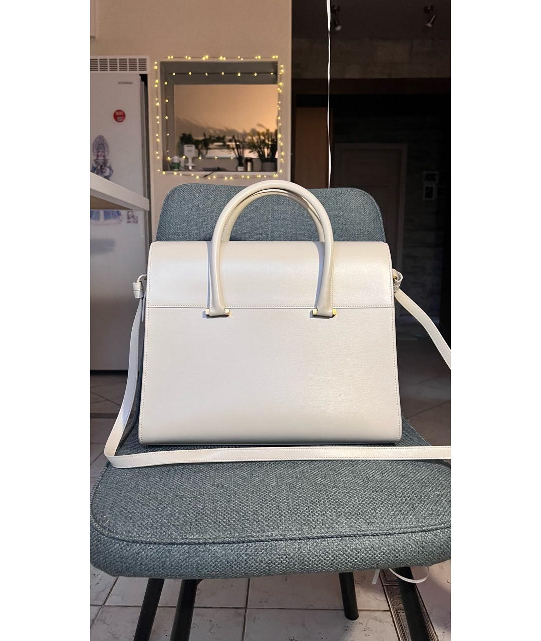 SAINT LAURENT Белая кожаная сумка тоут, фото 3