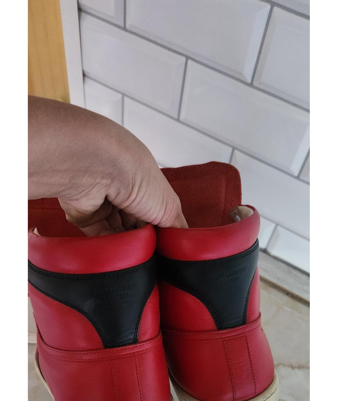 SAINT LAURENT Красные кожаные высокие кроссовки / кеды, фото 3