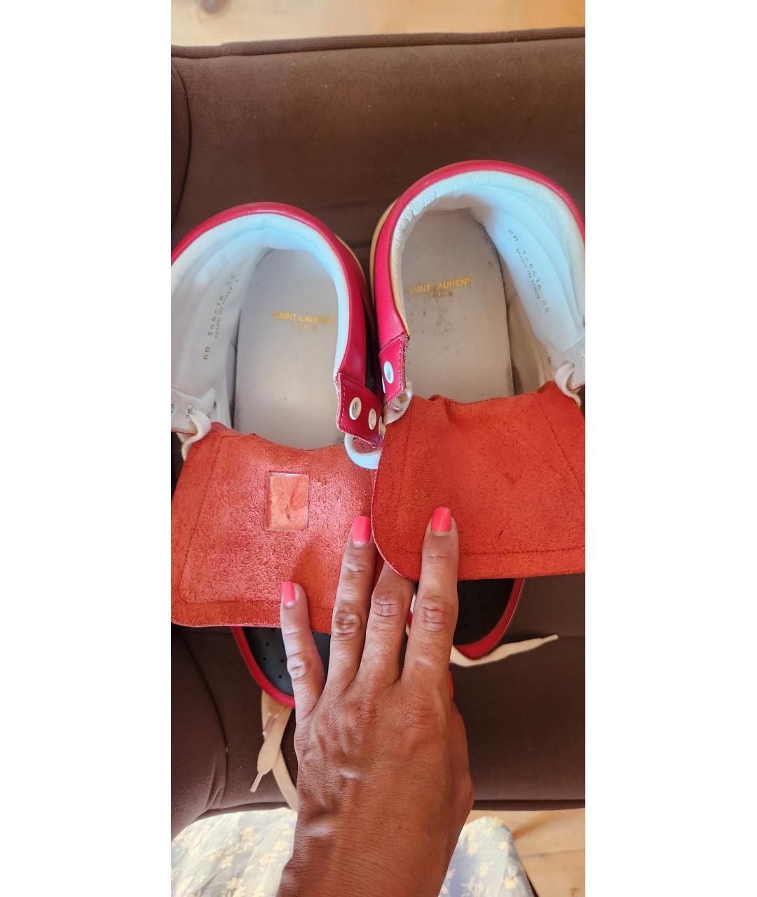 SAINT LAURENT Красные кожаные высокие кроссовки / кеды, фото 2