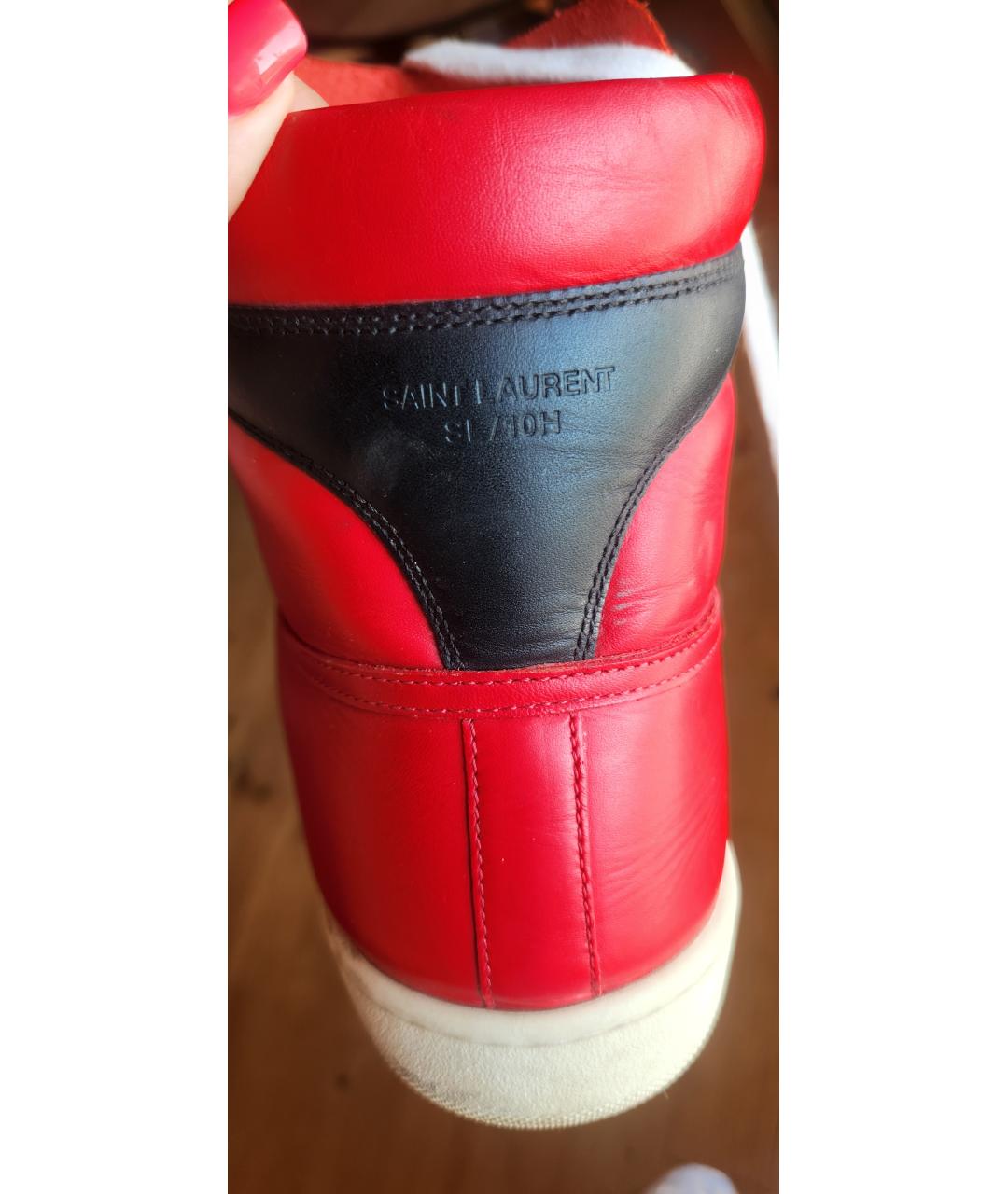 SAINT LAURENT Красные кожаные высокие кроссовки / кеды, фото 7