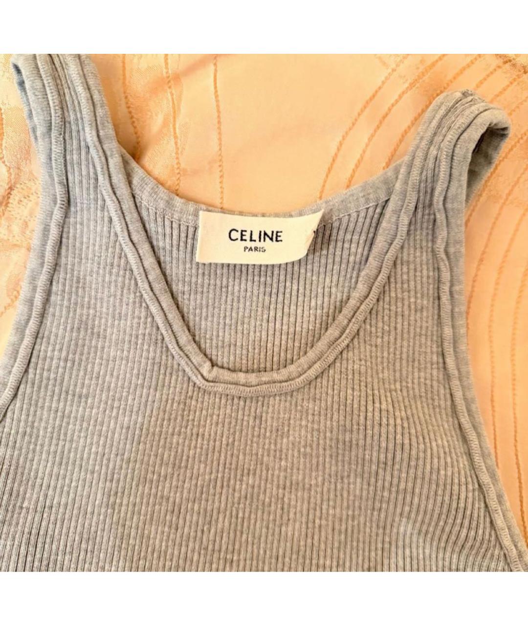 CELINE Серая хлопко-эластановая майка, фото 5