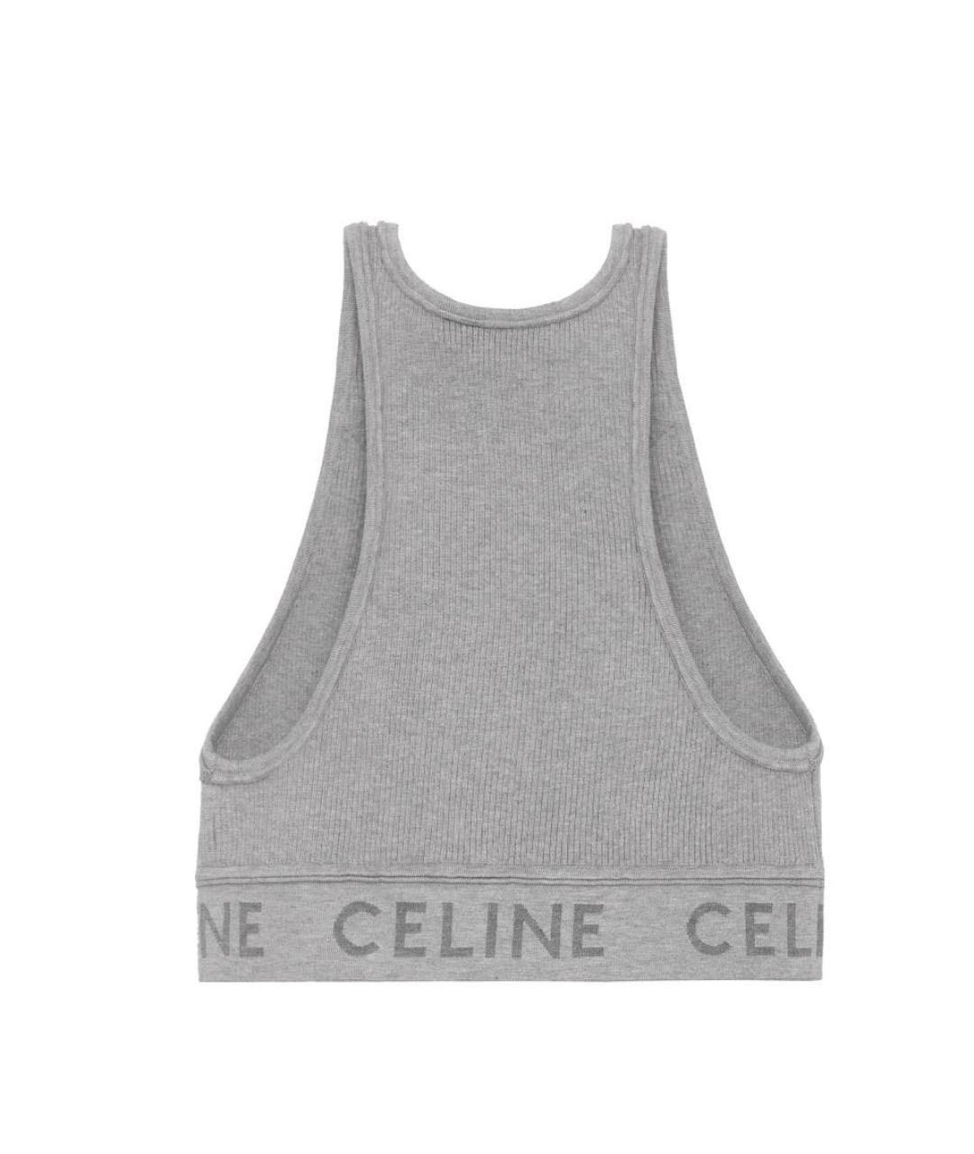 CELINE Серая хлопко-эластановая майка, фото 2