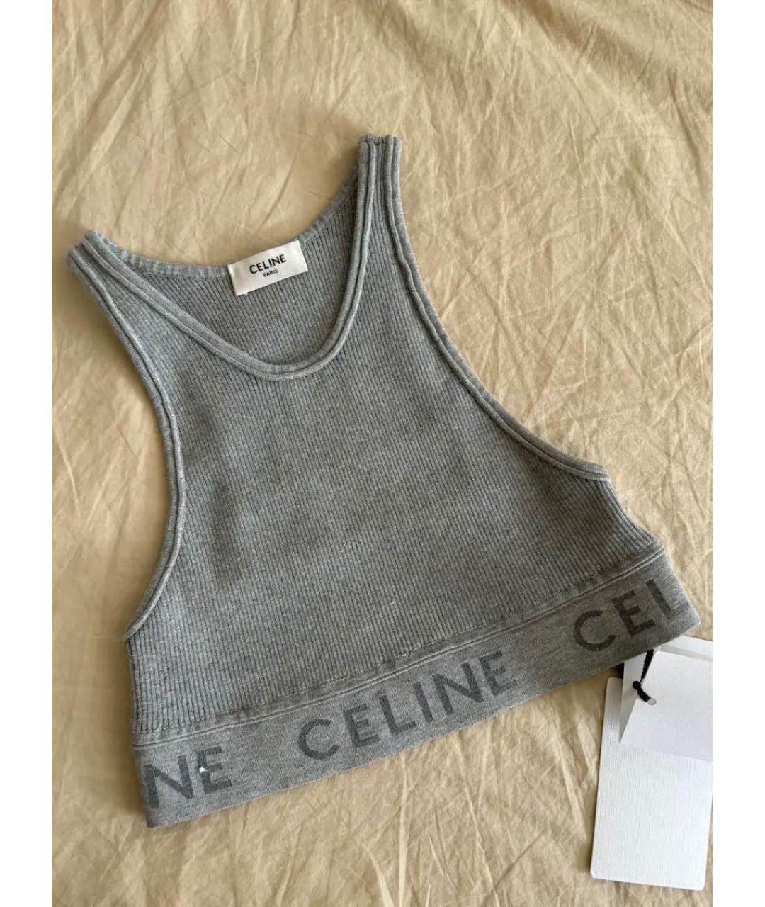 CELINE Серая хлопко-эластановая майка, фото 3