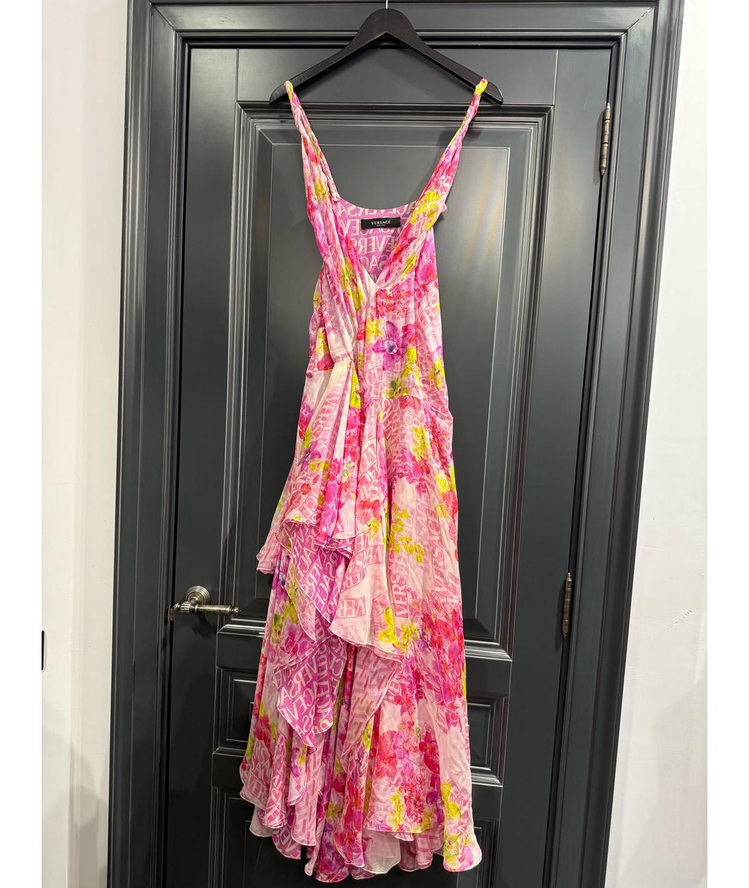 VERSACE Розовое шелковое коктейльное платье, фото 6