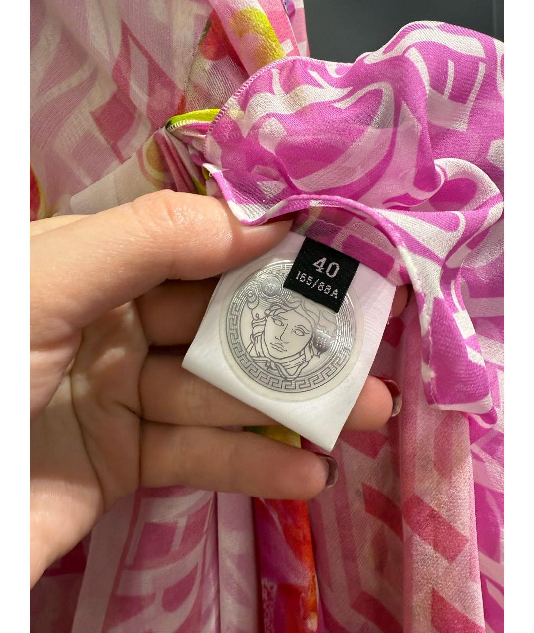 VERSACE Розовое шелковое коктейльное платье, фото 4