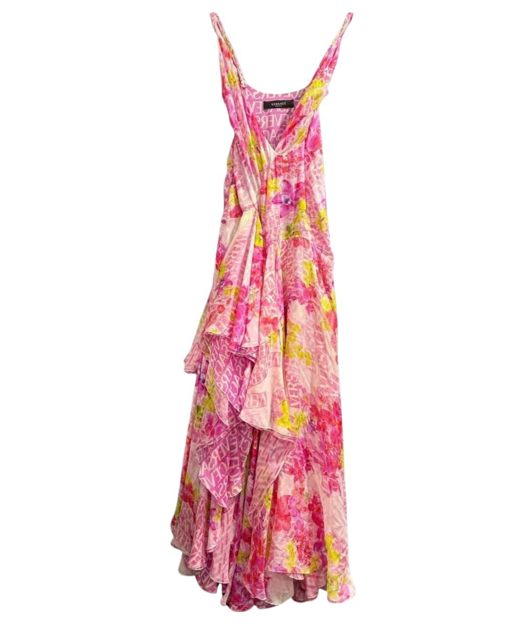 VERSACE Розовое шелковое коктейльное платье, фото 1