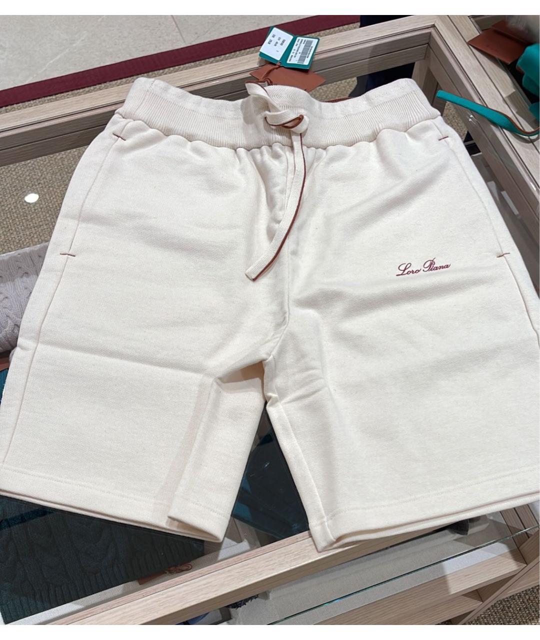 LORO PIANA Белые хлопковые шорты, фото 3
