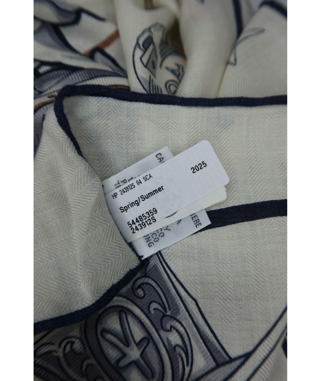 HERMES Бежевый кашемировый платок, фото 5