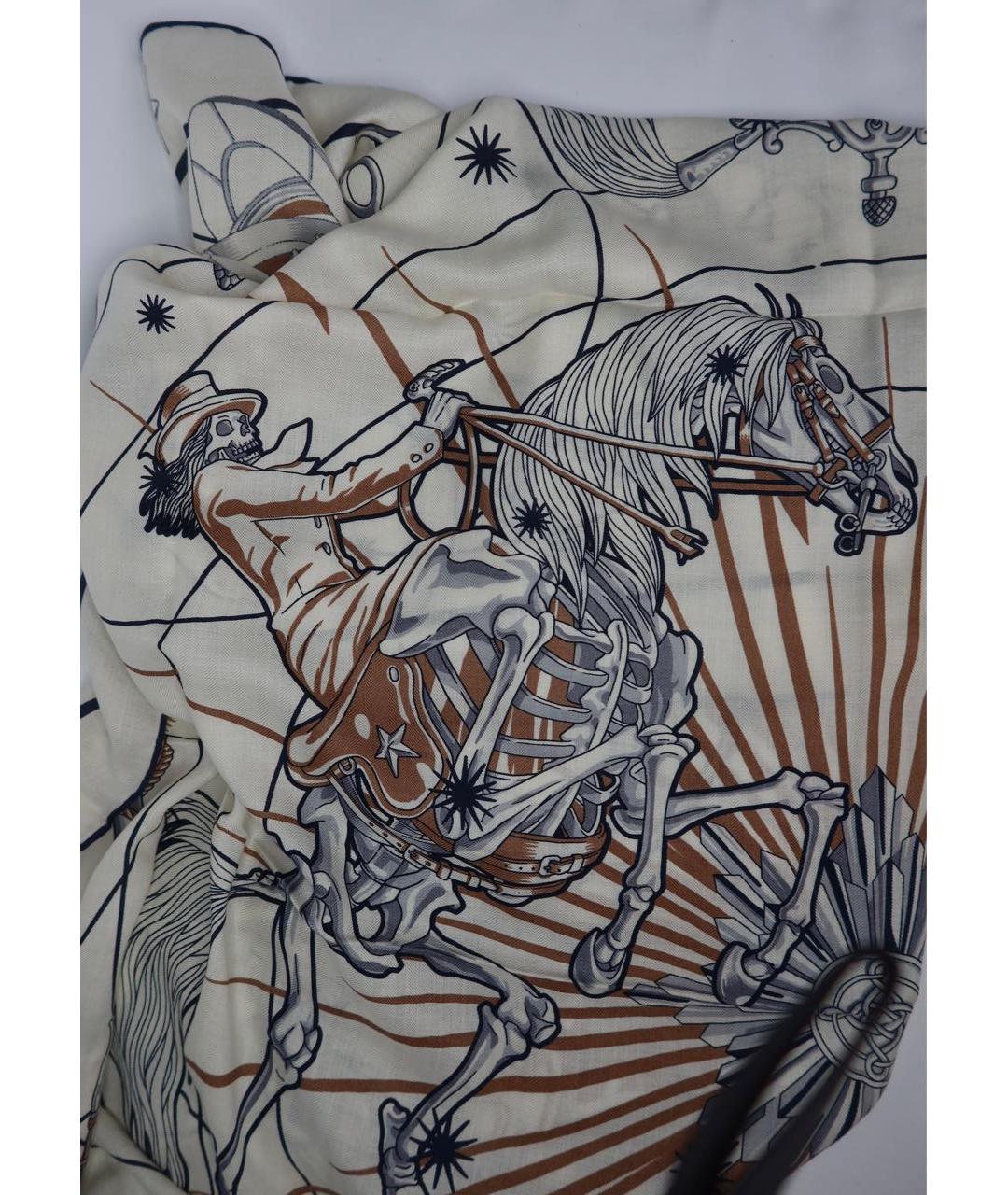 HERMES Бежевый кашемировый платок, фото 3