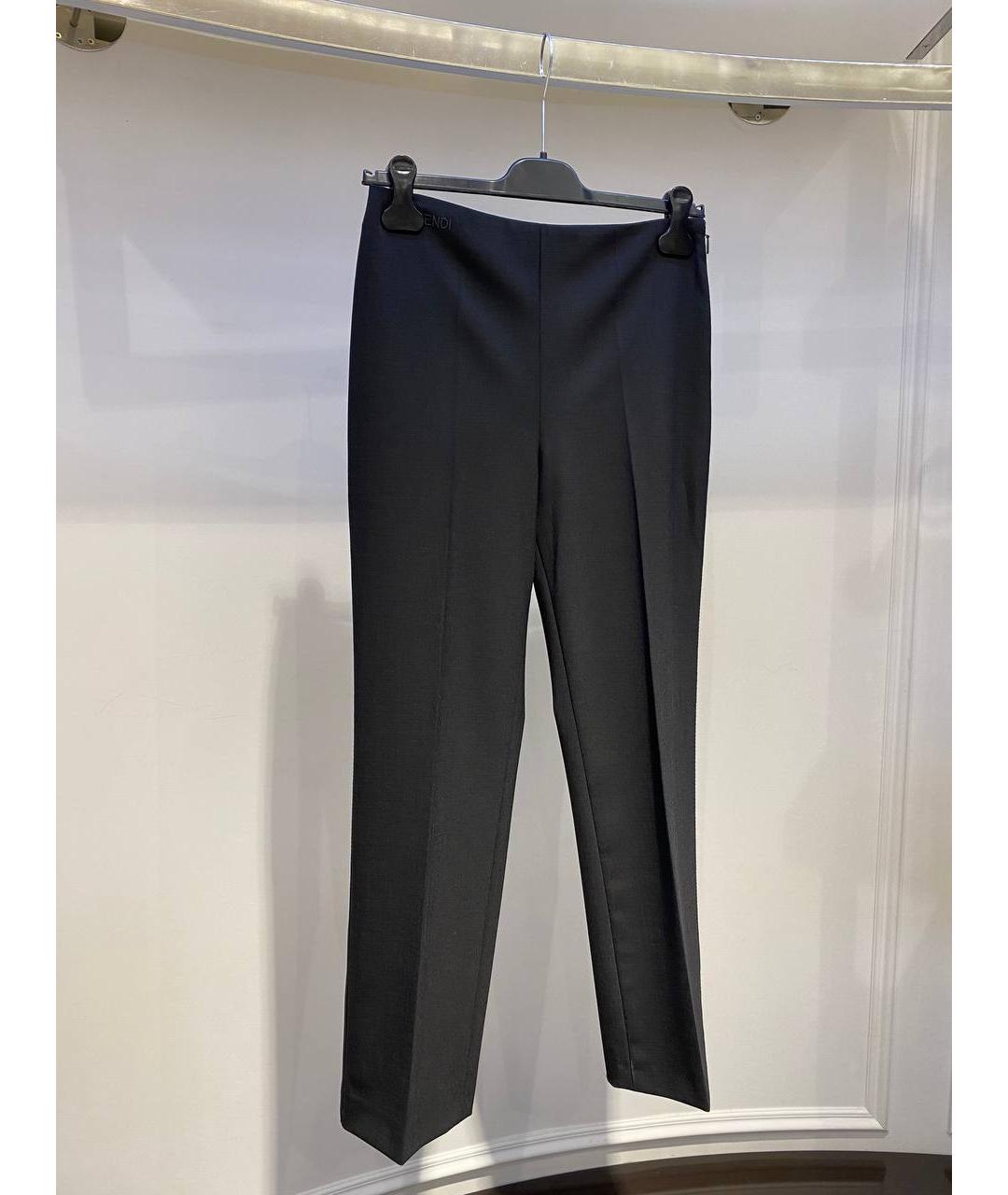 FENDI Серые полиэстеровые прямые брюки, фото 2