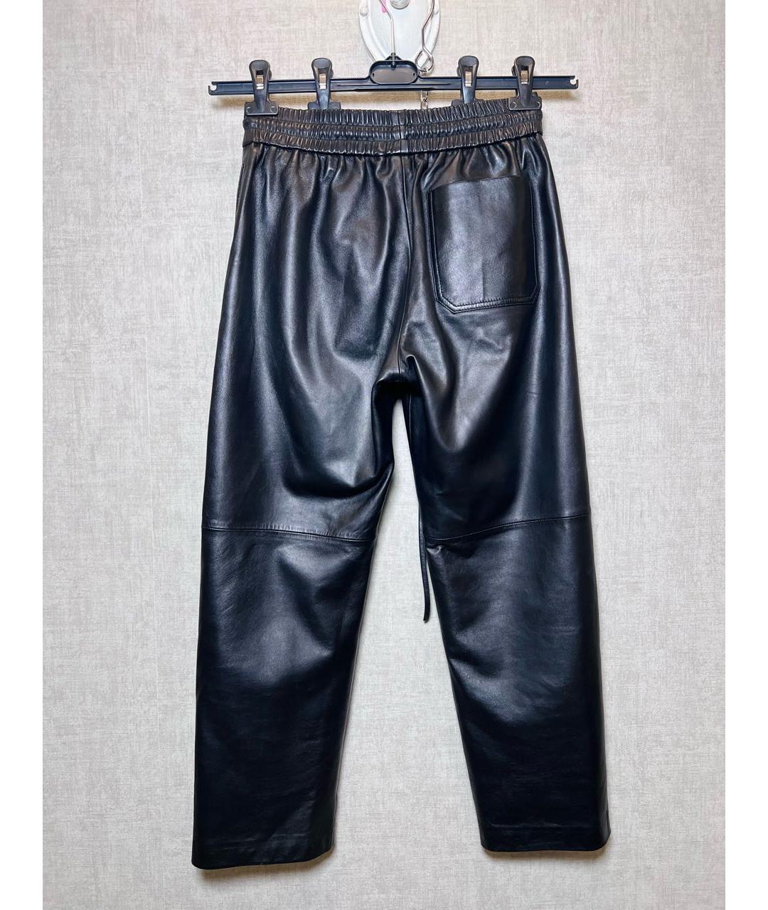 WEEKEND MAX MARA Черные кожаные прямые брюки, фото 2