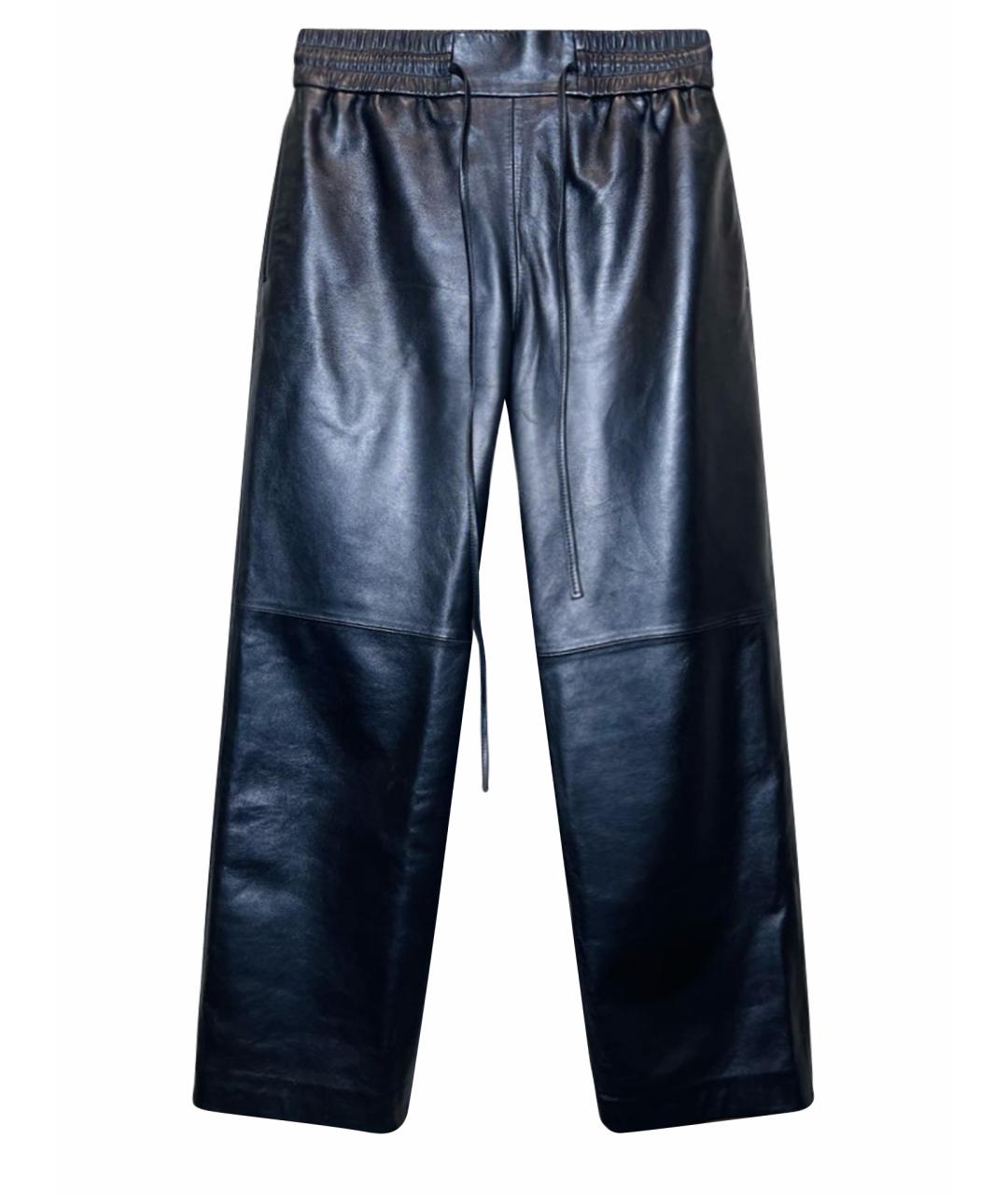 WEEKEND MAX MARA Черные кожаные прямые брюки, фото 1