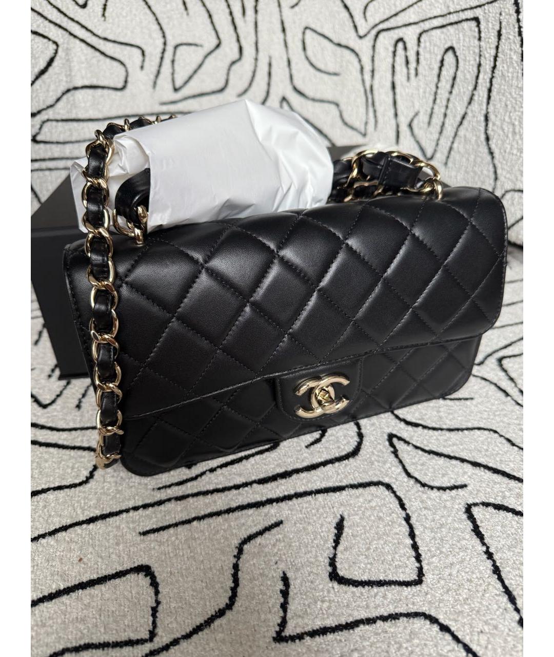 CHANEL Черная кожаная сумка через плечо, фото 6