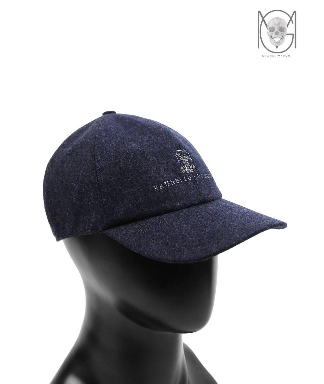 BRUNELLO CUCINELLI Темно-синяя шерстяная кепка/бейсболка, фото 8