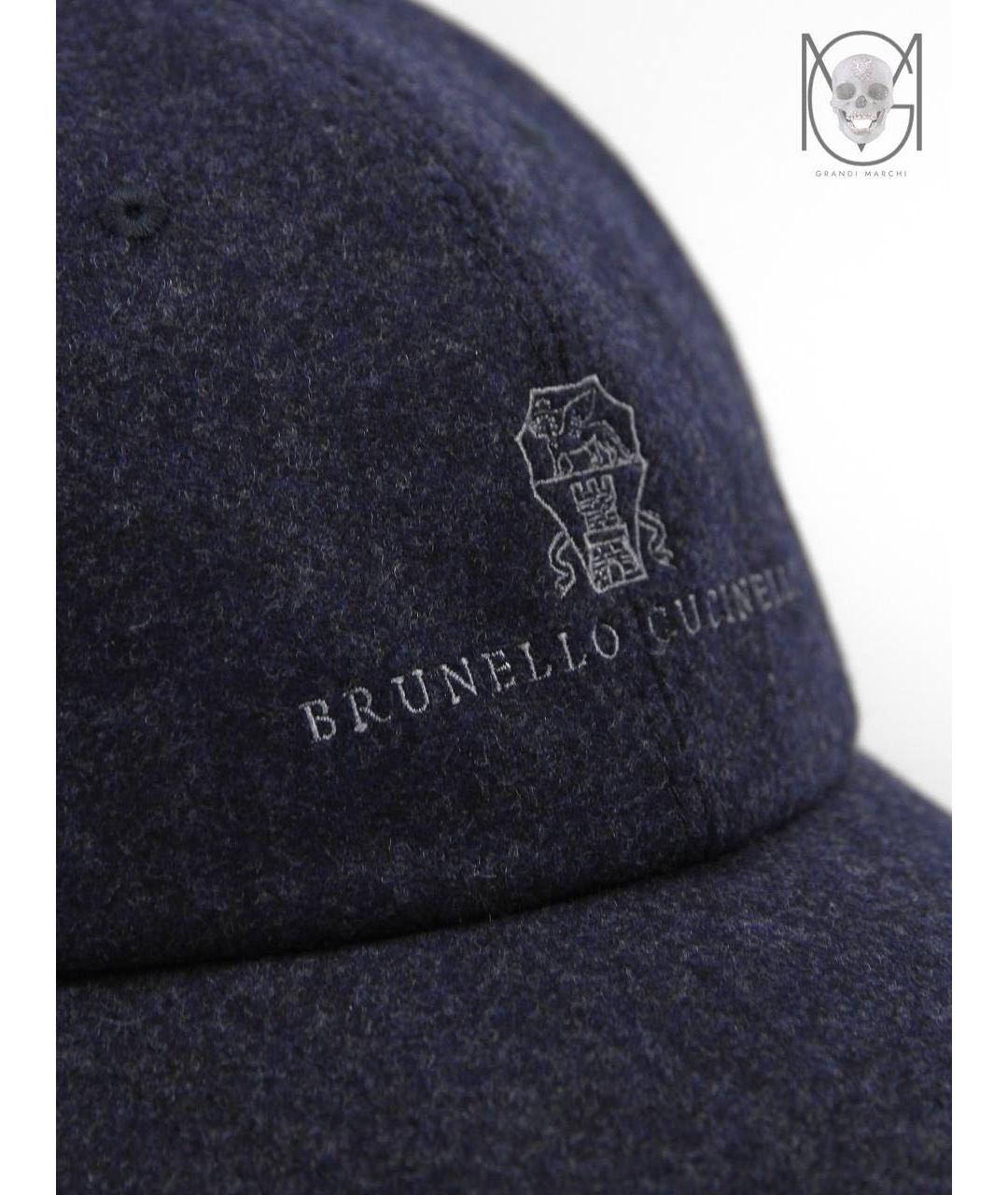 BRUNELLO CUCINELLI Темно-синяя шерстяная кепка/бейсболка, фото 7