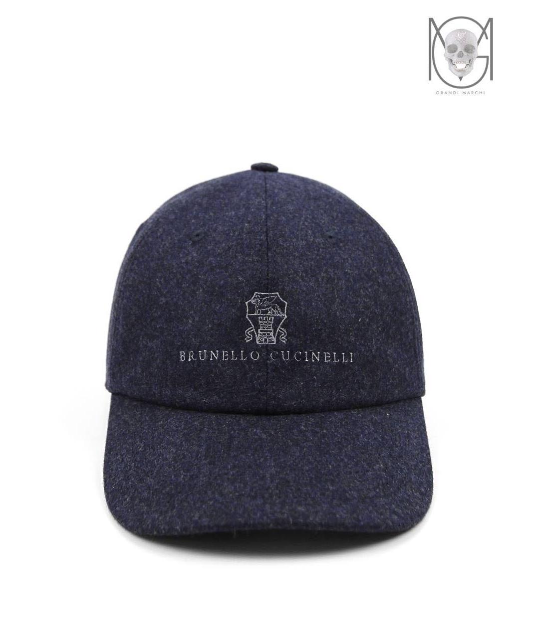 BRUNELLO CUCINELLI Темно-синяя шерстяная кепка/бейсболка, фото 2