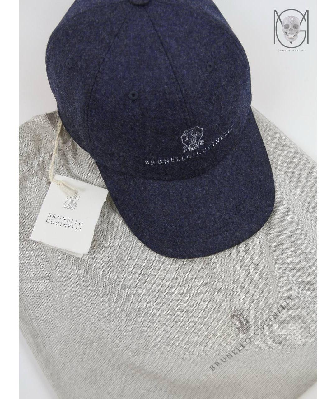 BRUNELLO CUCINELLI Темно-синяя шерстяная кепка/бейсболка, фото 4