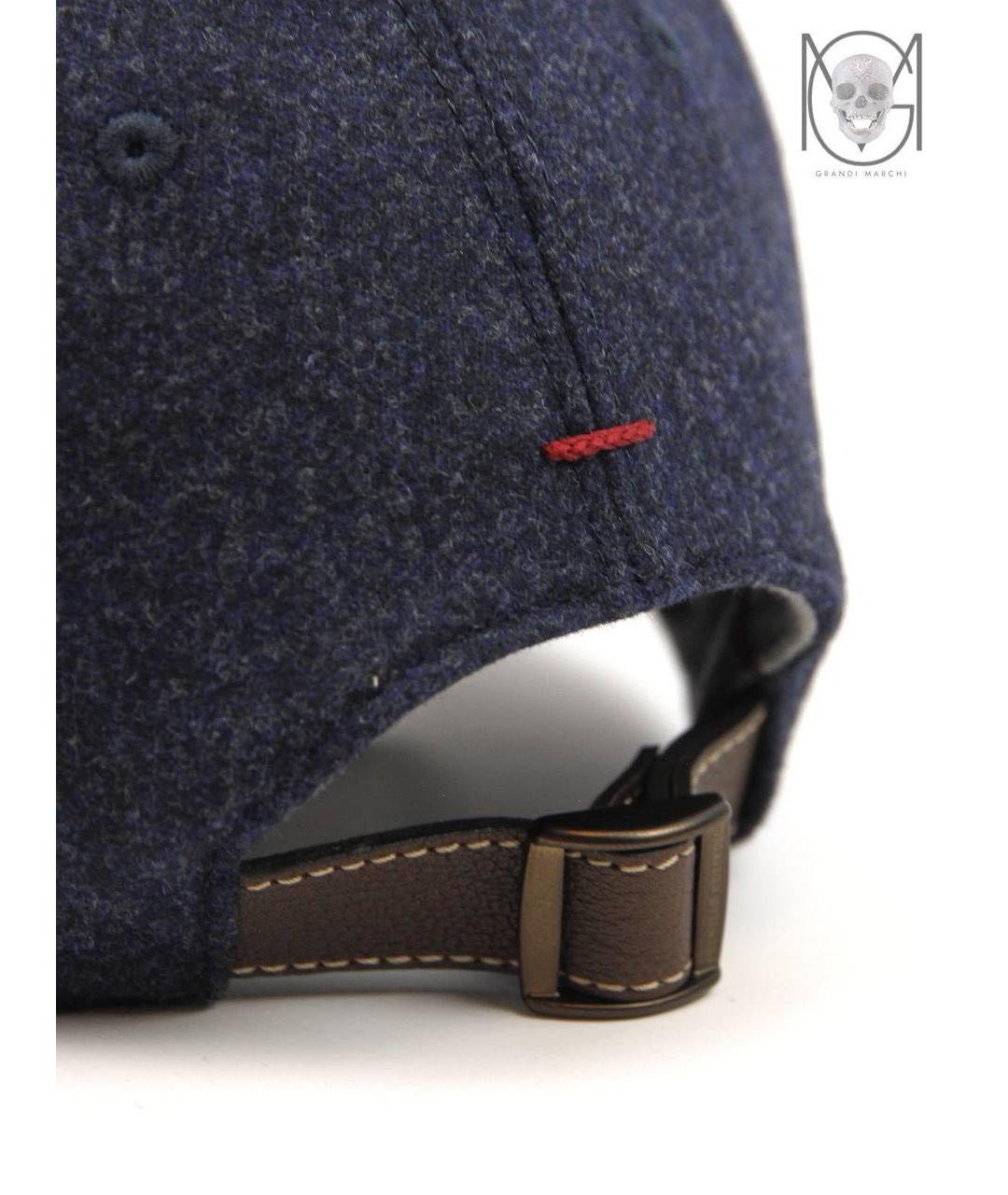 BRUNELLO CUCINELLI Темно-синяя шерстяная кепка/бейсболка, фото 3