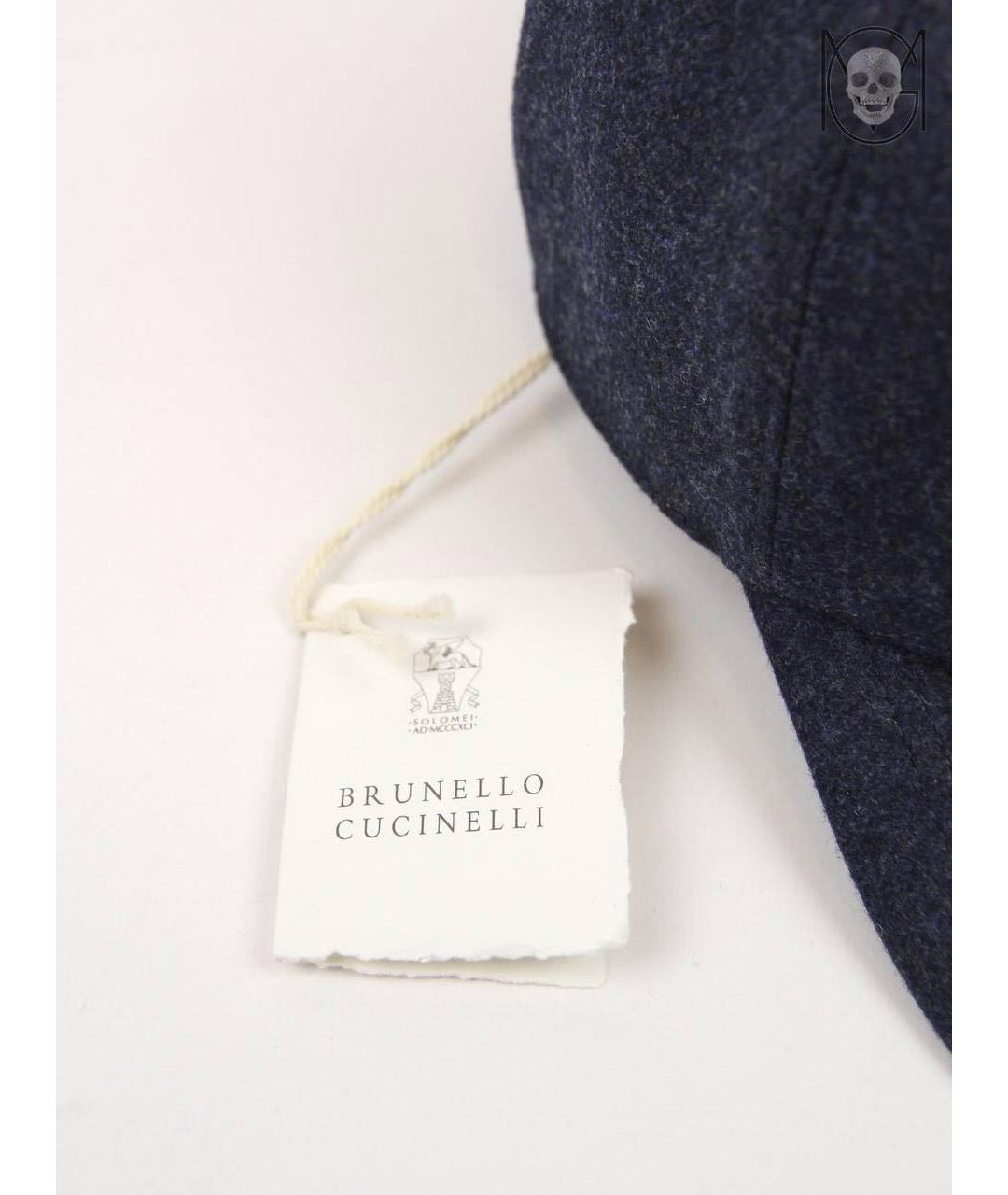 BRUNELLO CUCINELLI Темно-синяя шерстяная кепка/бейсболка, фото 5