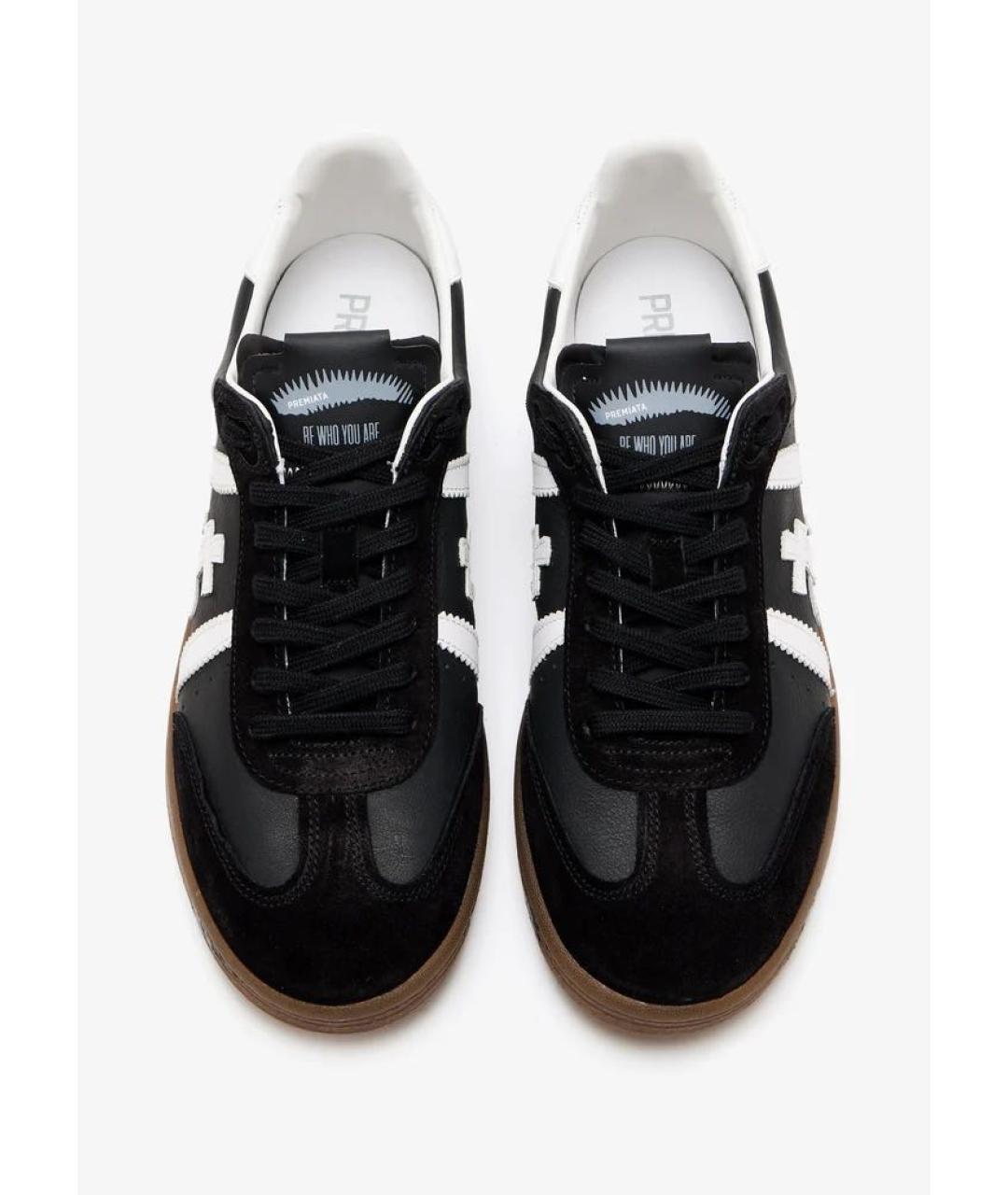 PREMIATA Черные кожаные низкие кроссовки / кеды, фото 4