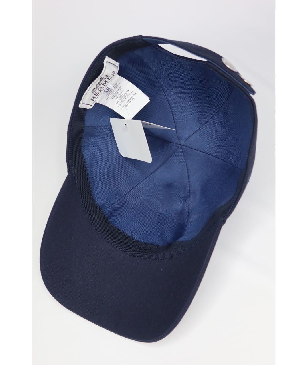 HERMES Темно-синяя хлопковая кепка, фото 7