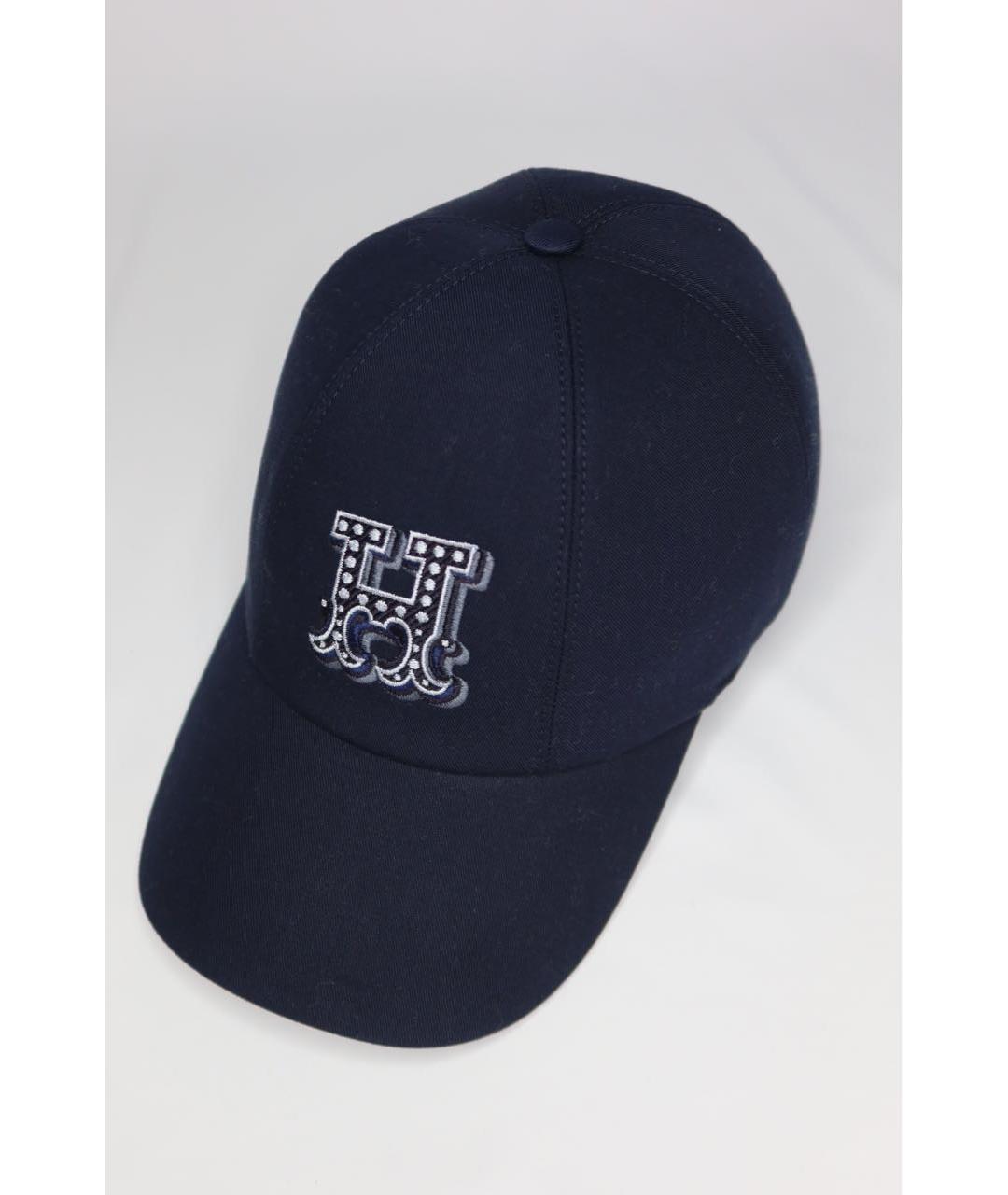 HERMES Темно-синяя хлопковая кепка, фото 6