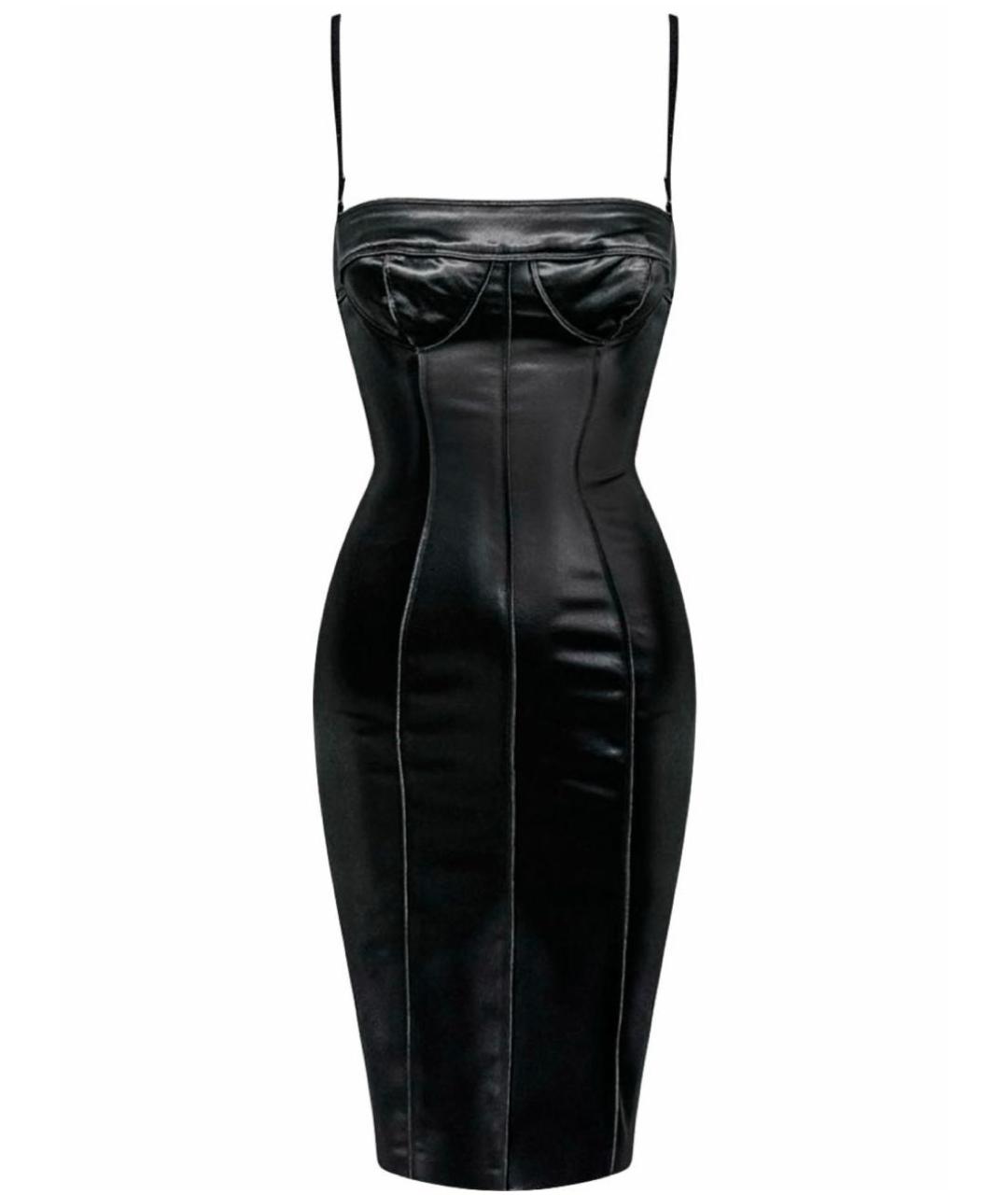 DOLCE&GABBANA Черное атласное коктейльное платье, фото 6