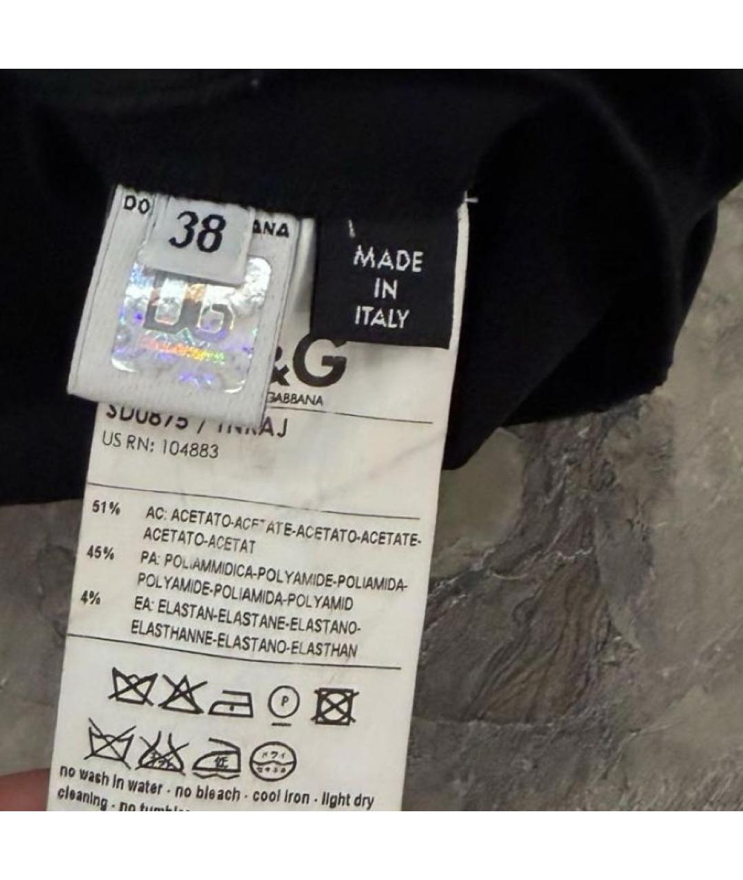 DOLCE&GABBANA Черное атласное коктейльное платье, фото 4