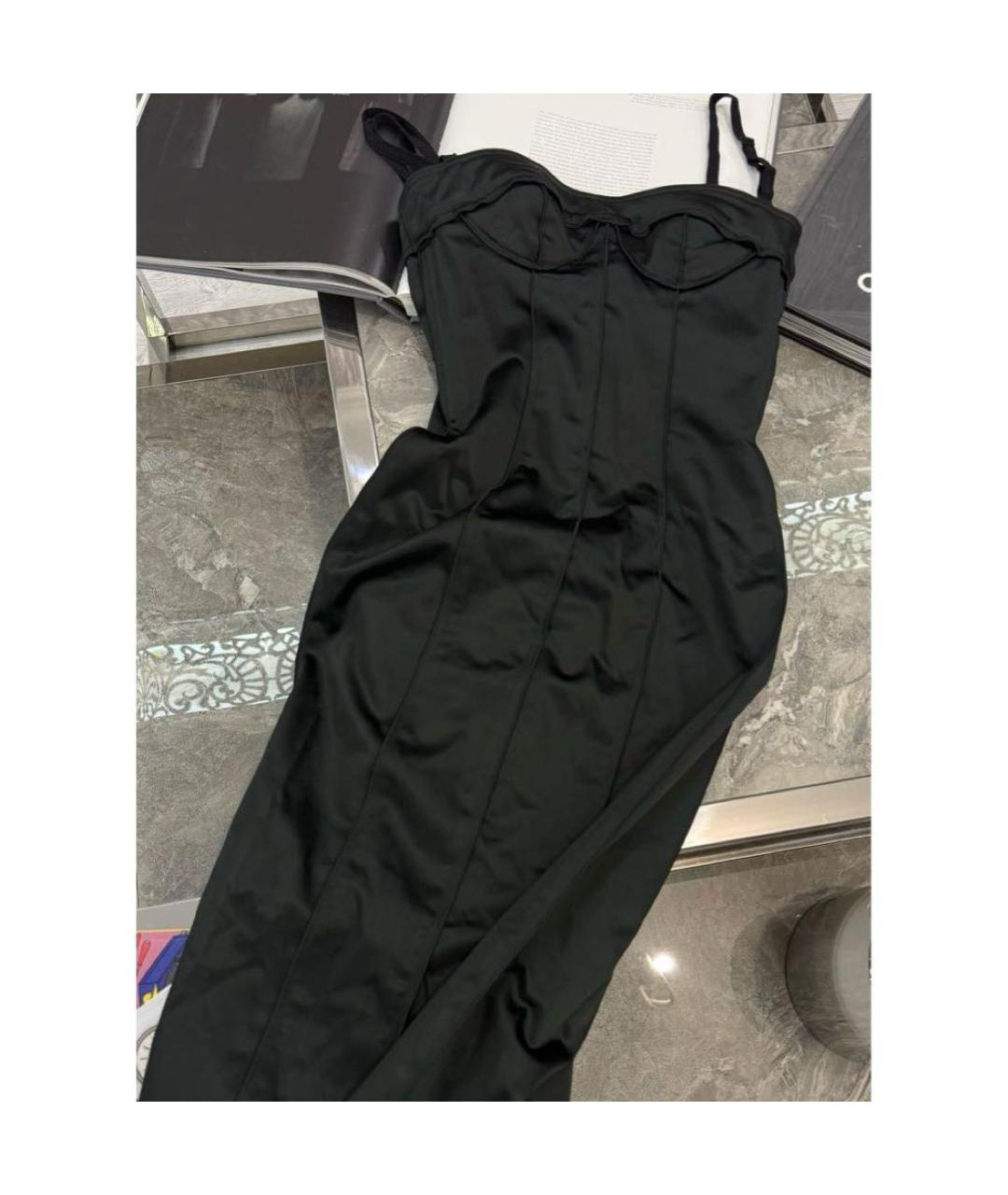 DOLCE&GABBANA Черное атласное коктейльное платье, фото 2