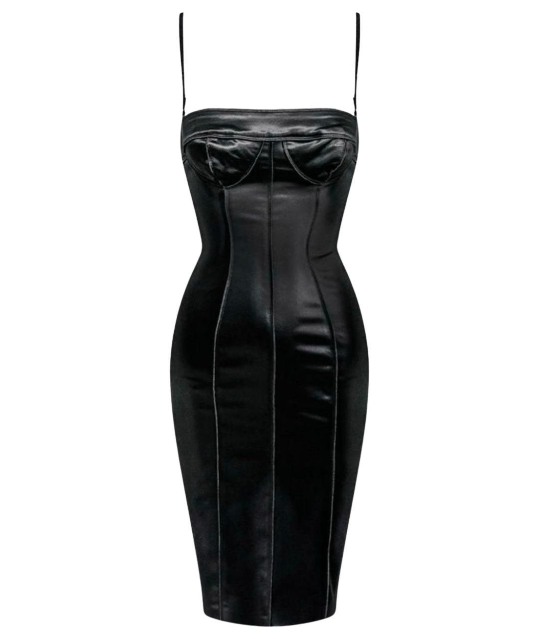 DOLCE&GABBANA Черное атласное коктейльное платье, фото 1