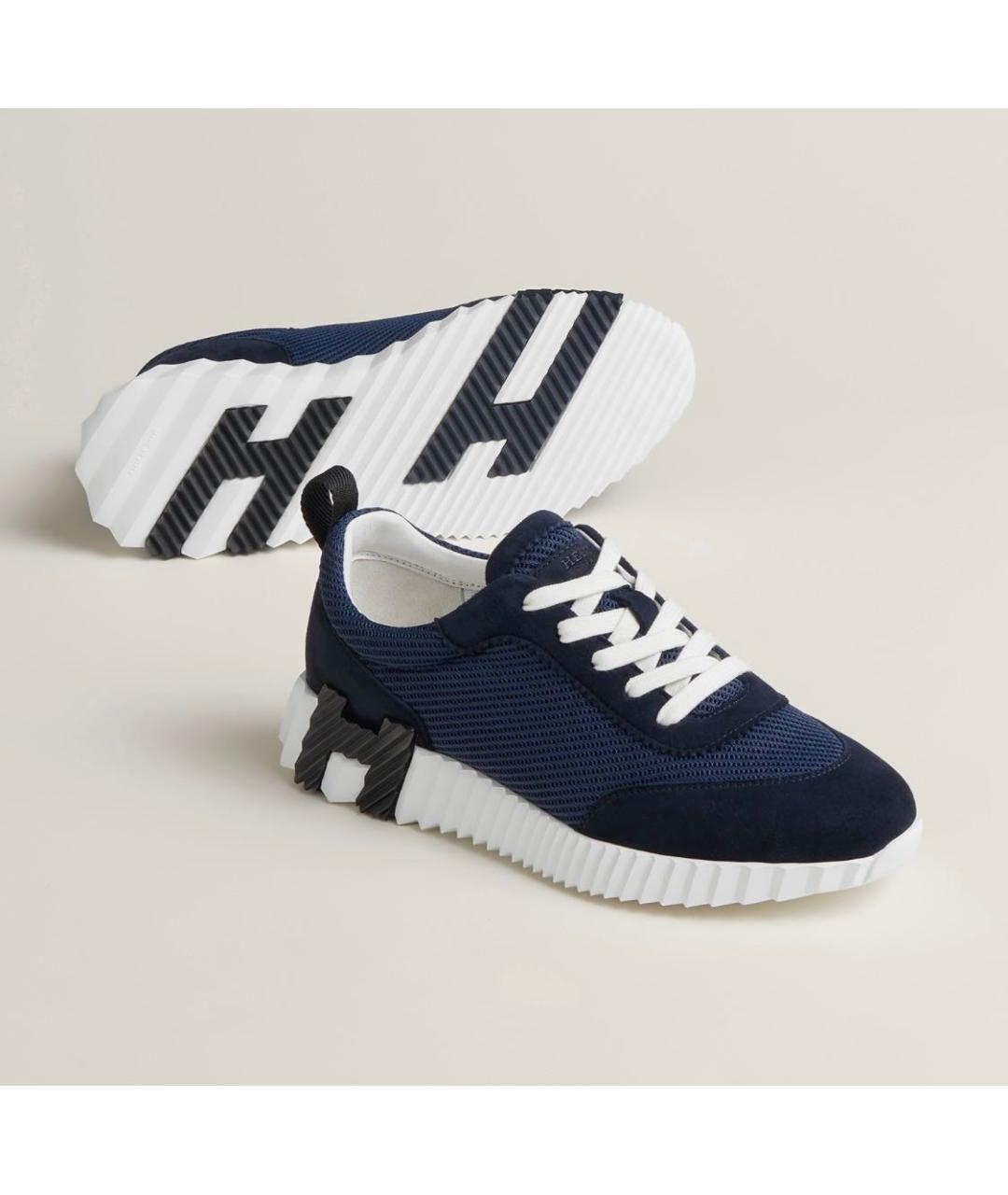 HERMES Темно-синие текстильные кроссовки, фото 6